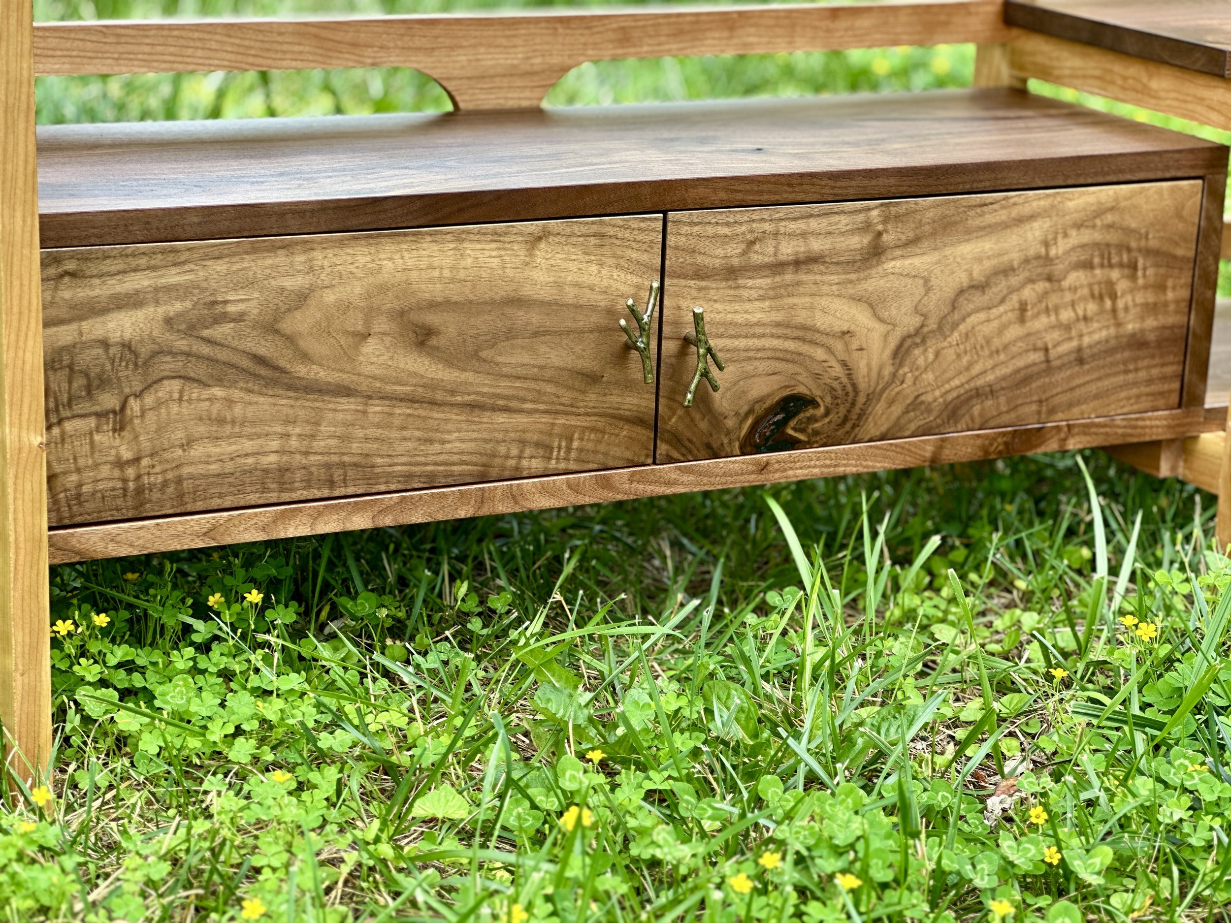 Sallie Plumley Studio Custom woodworking richmond virginia walnut and cherry bookshelf Sally Plumlee
