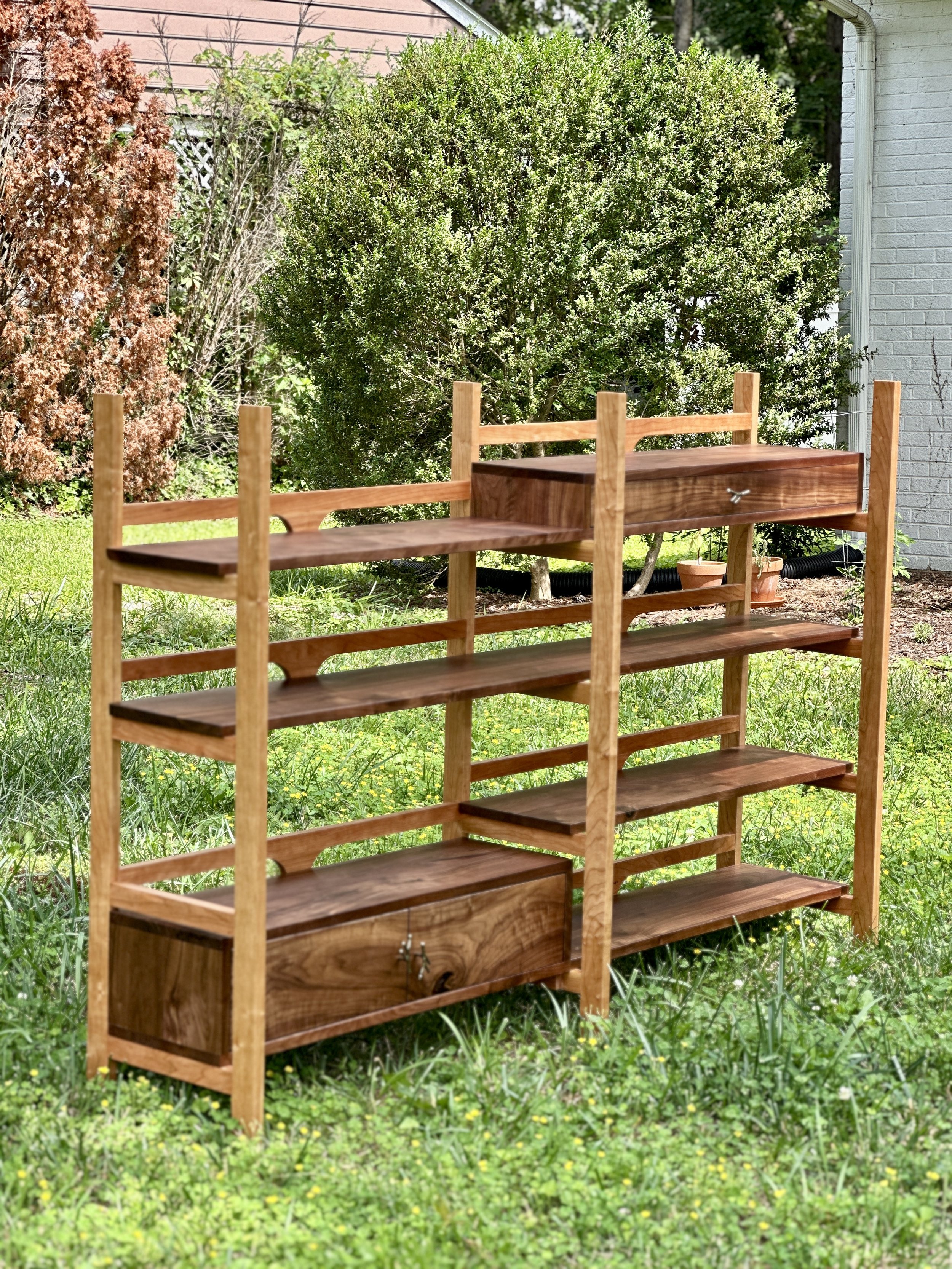 Sallie Plumley Studio Custom woodworking richmond virginia walnut and cherry bookshelf Sally Plumlee