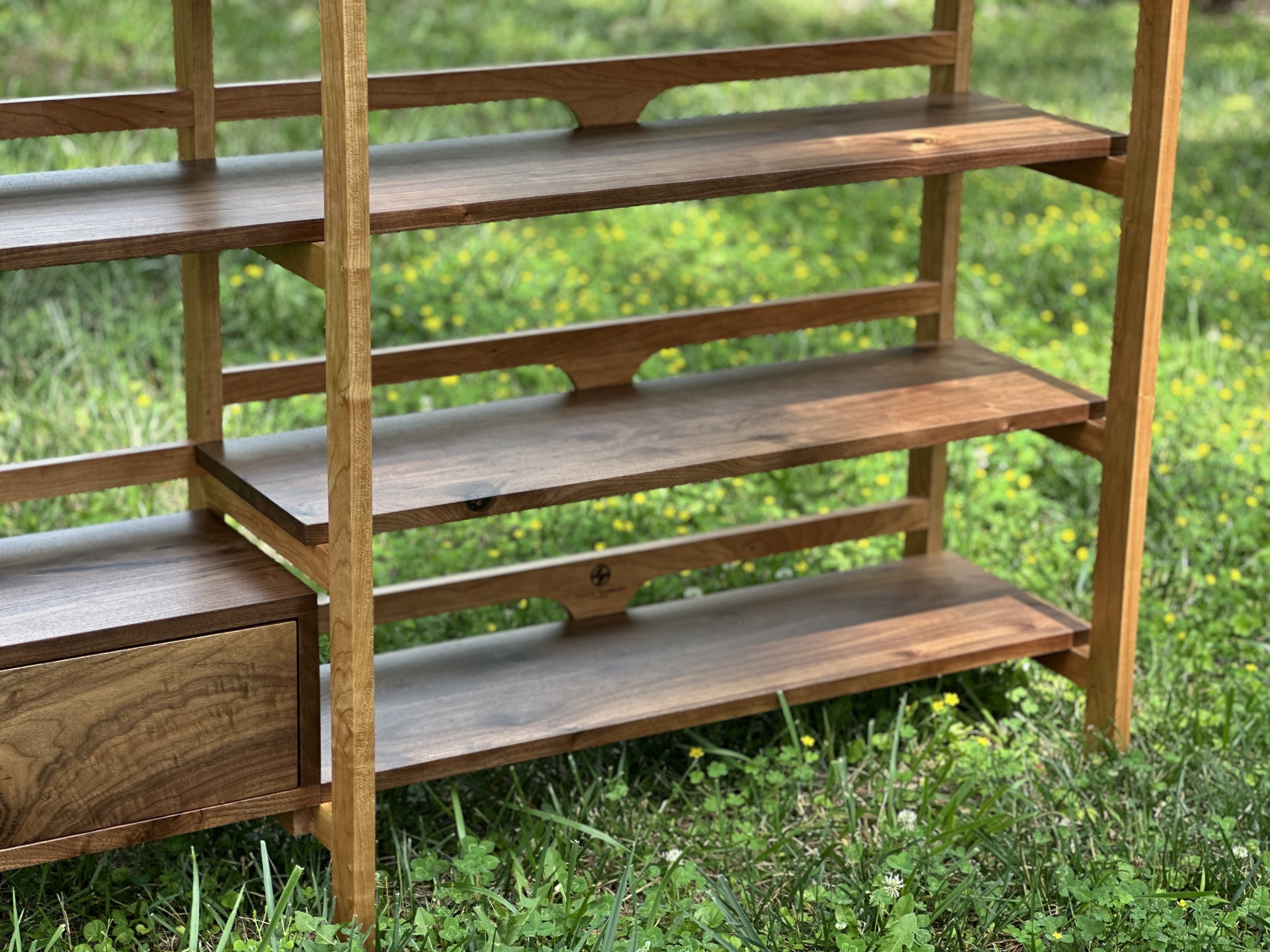Sallie Plumley Studio Custom woodworking richmond virginia walnut and cherry bookshelf Sally Plumlee