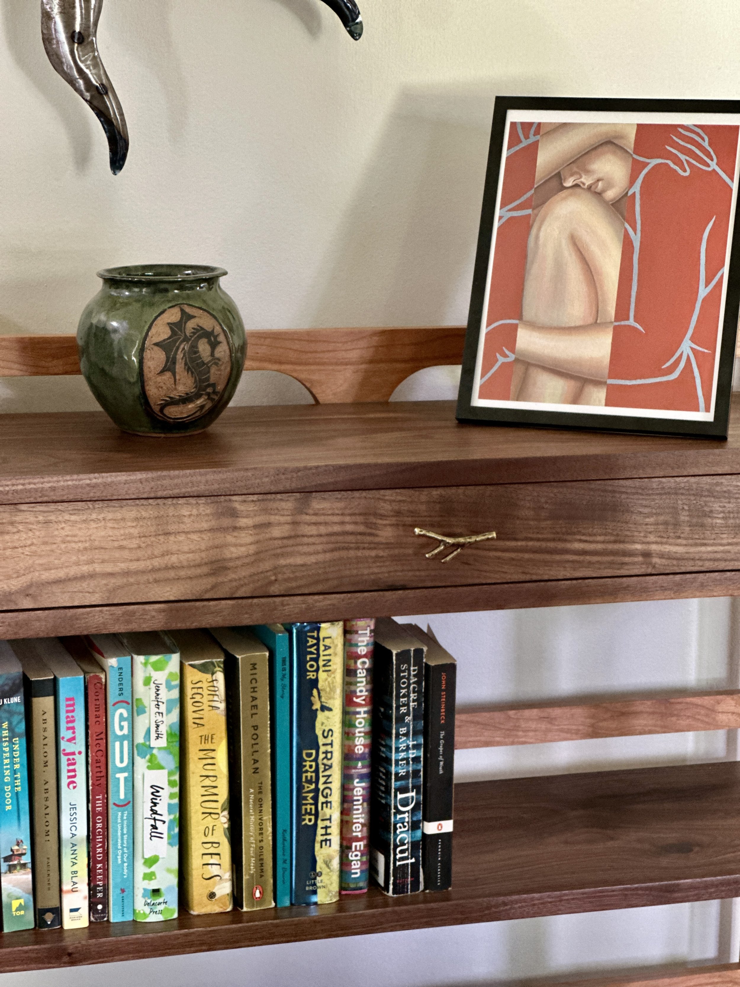Sallie Plumley Studio Custom woodworking richmond virginia walnut and cherry bookshelf Sally Plumlee