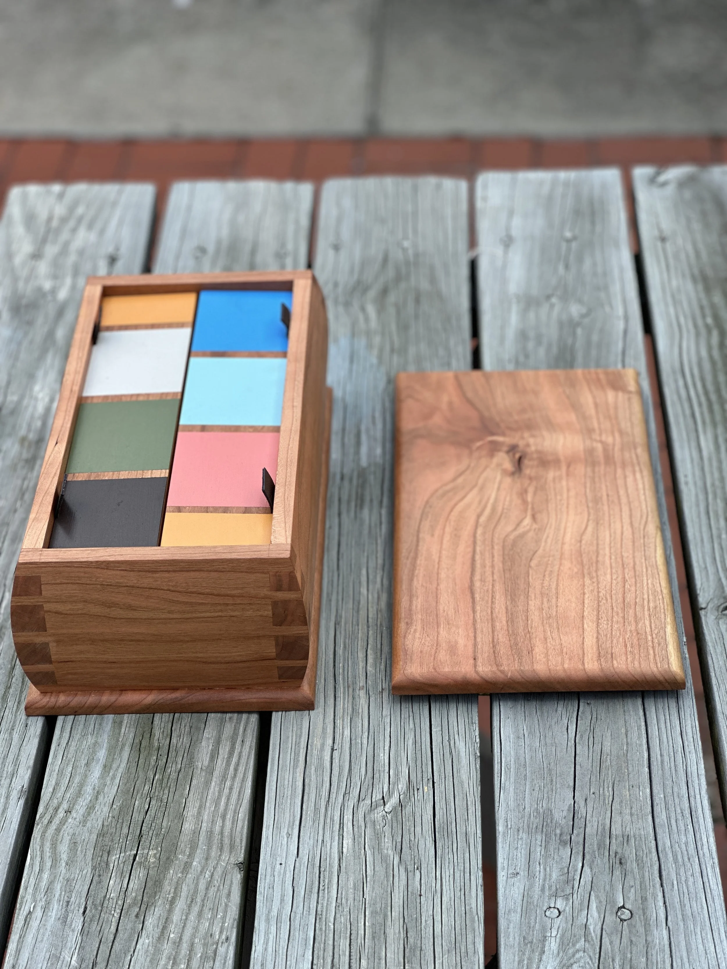 Sallie Plumley Studio Richmond Virginia Ancestry card game beta box with dovetails