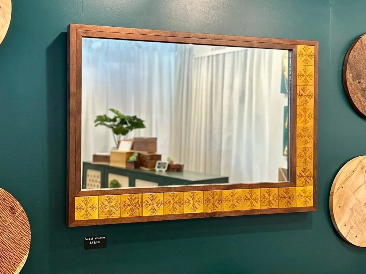 Walnut Wall Mirror with Dyed White Oak Tiles