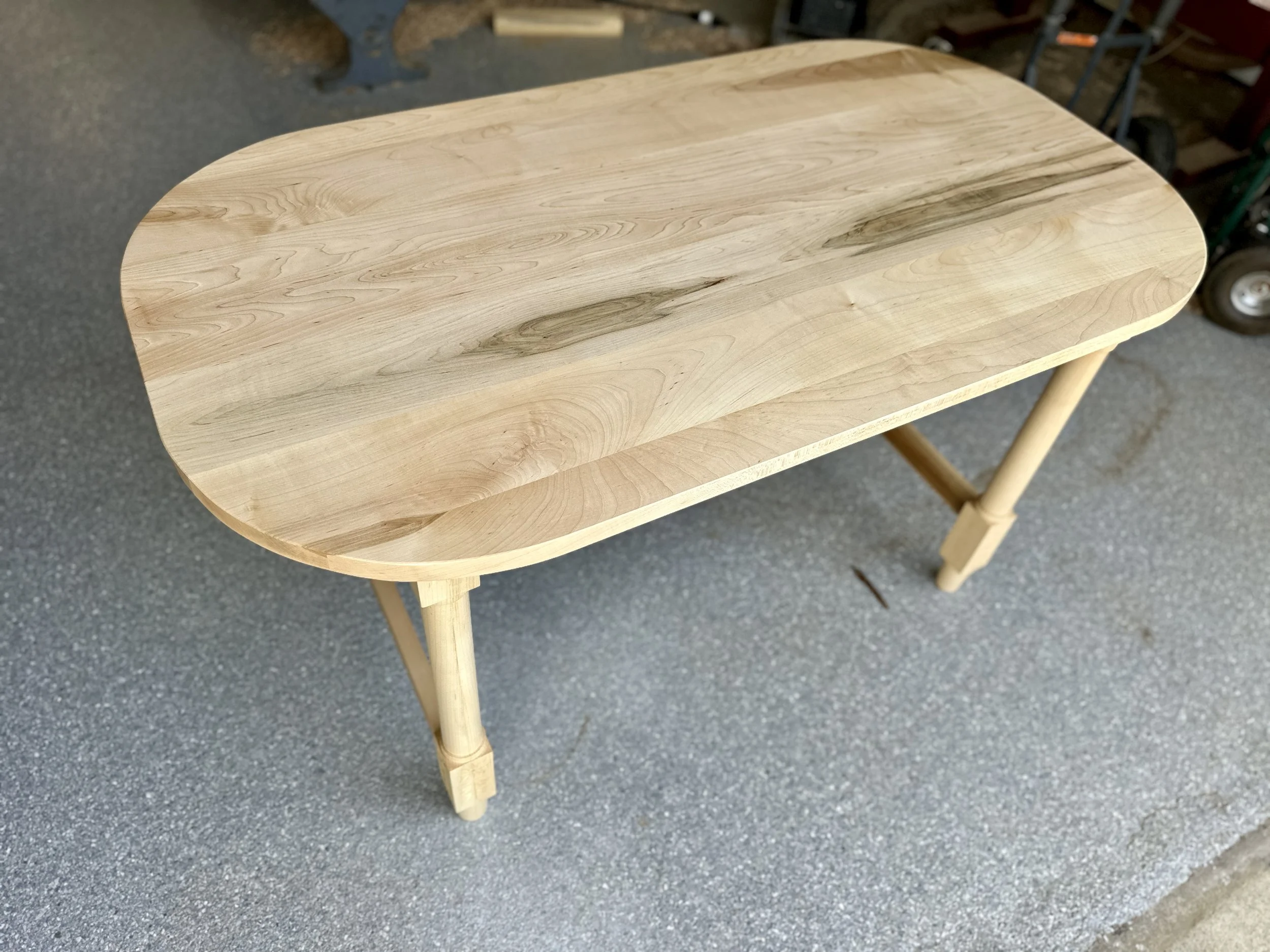Sallie Plumley Studio Maple Kitchen Table with Turned Legs and Hand Carvings 
