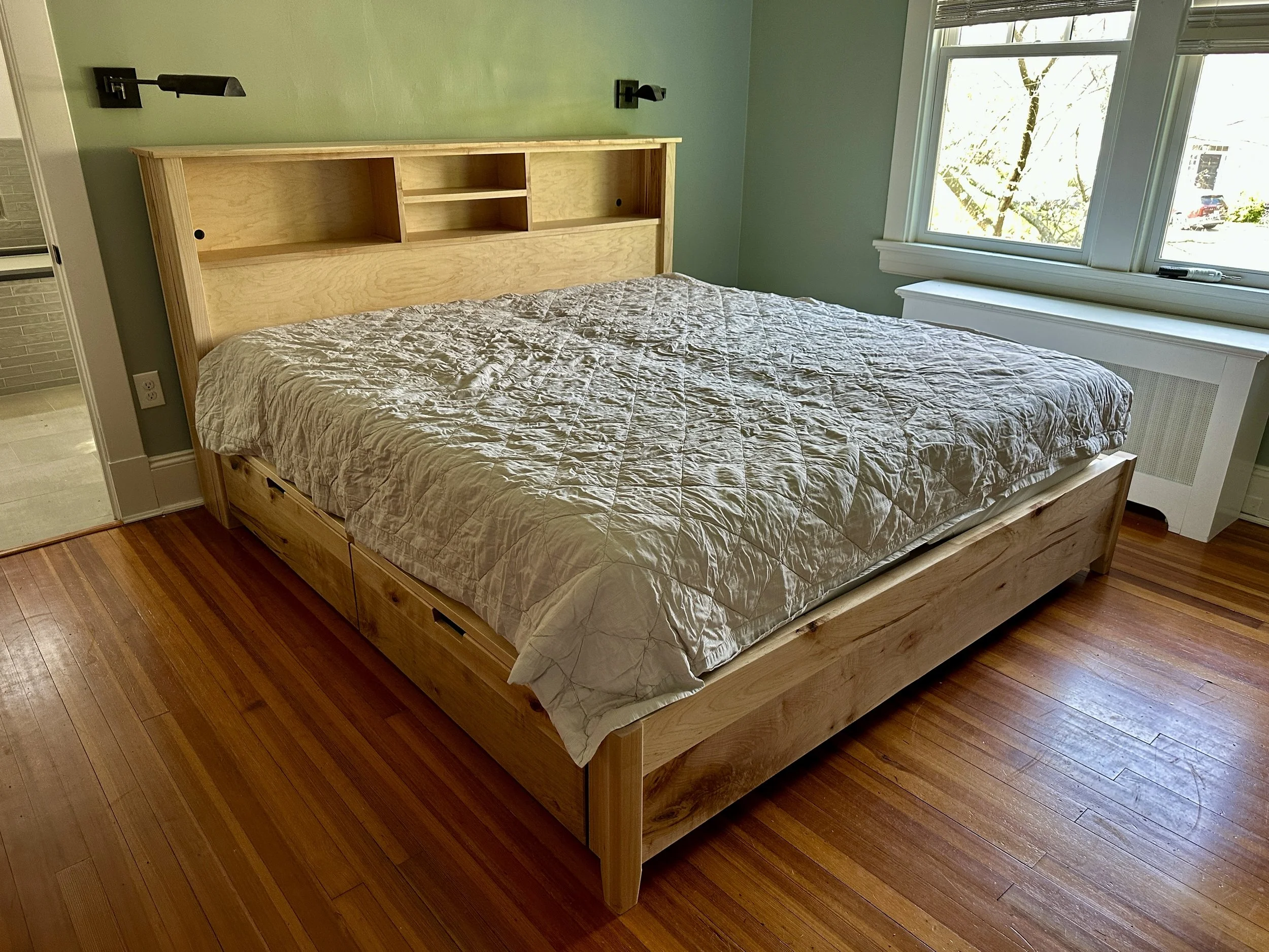 Maple King Bed with Built-In Storage