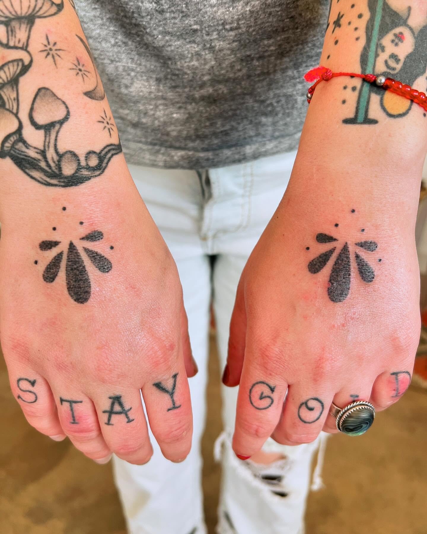 Since November of 2023 I've been offering handpoked adornments from my original designs while I search for my first role as a software engineer.  I am so grateful to all the wonderful humans who trust me to tattoo them, who like my tattoos enough to 