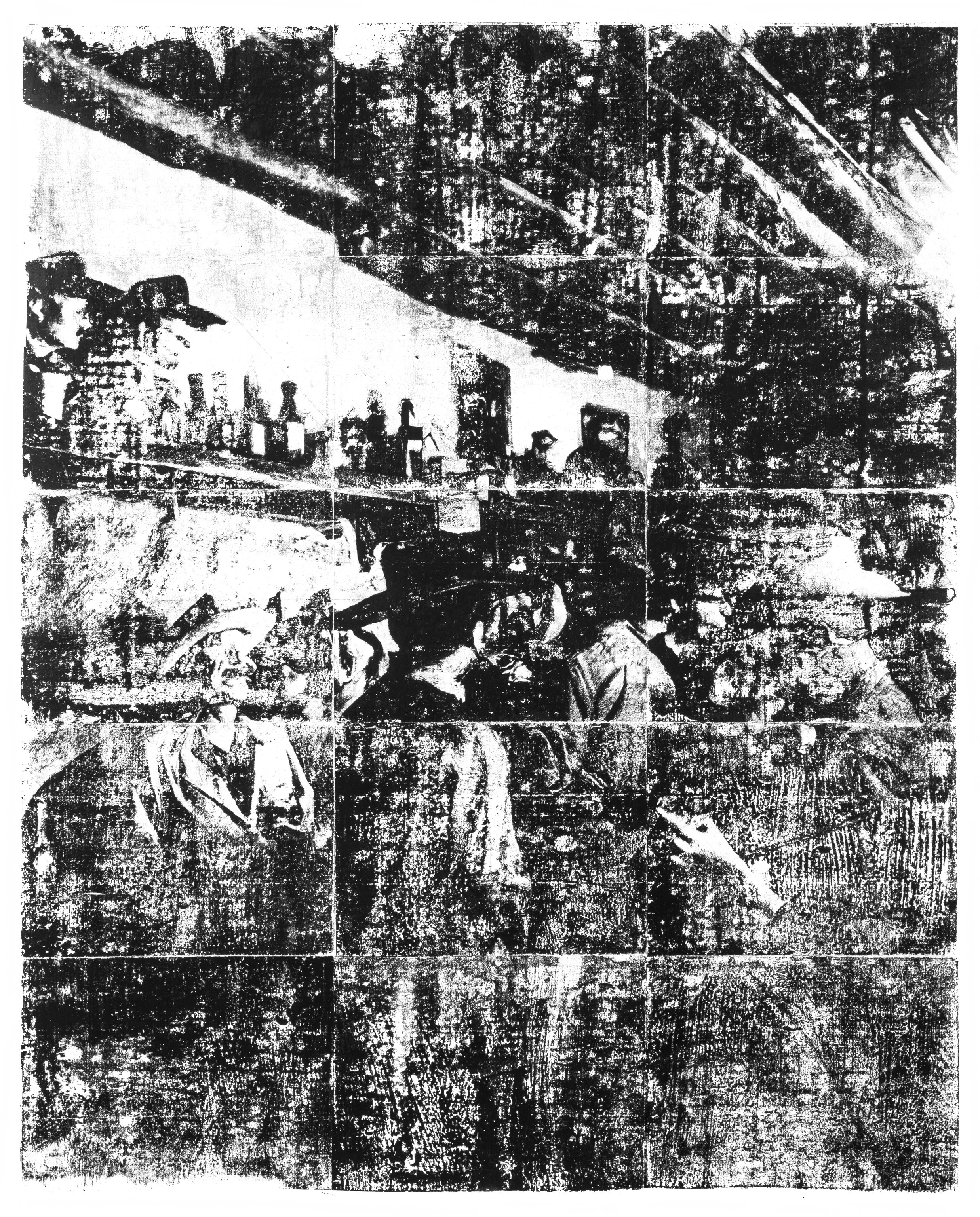  Barlights  Cold Wax Laser Print Transfer  32” x 40” 