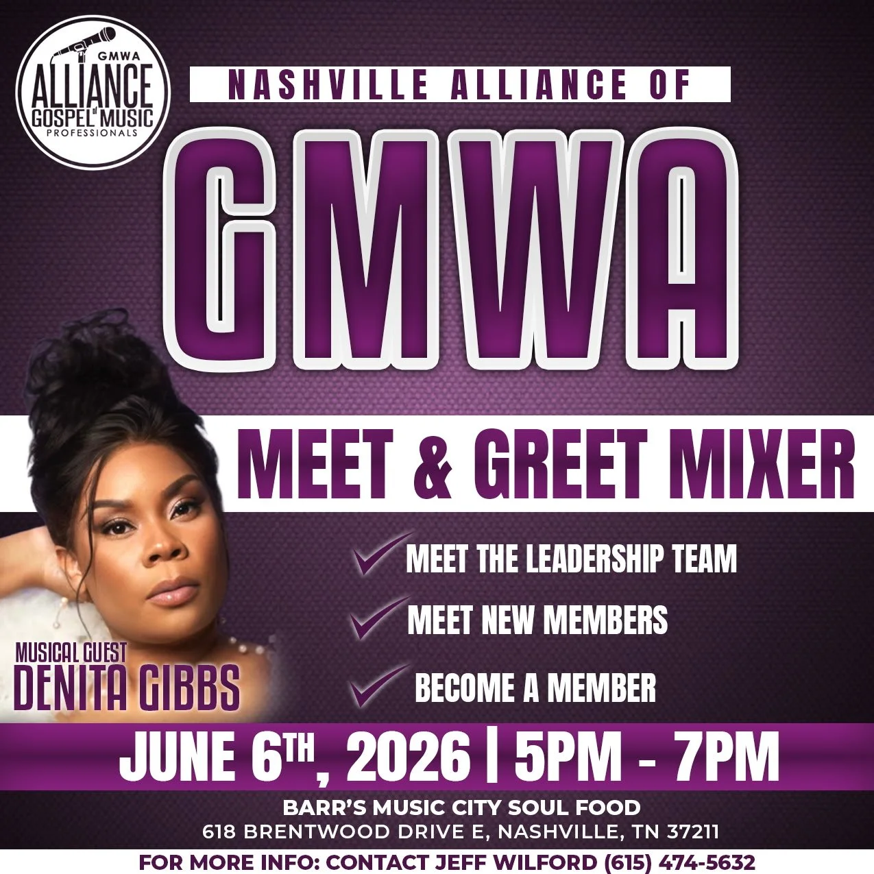 Denita Gibbs Ministries will be at the NASHVILLE ALLIANCE OF GMWA