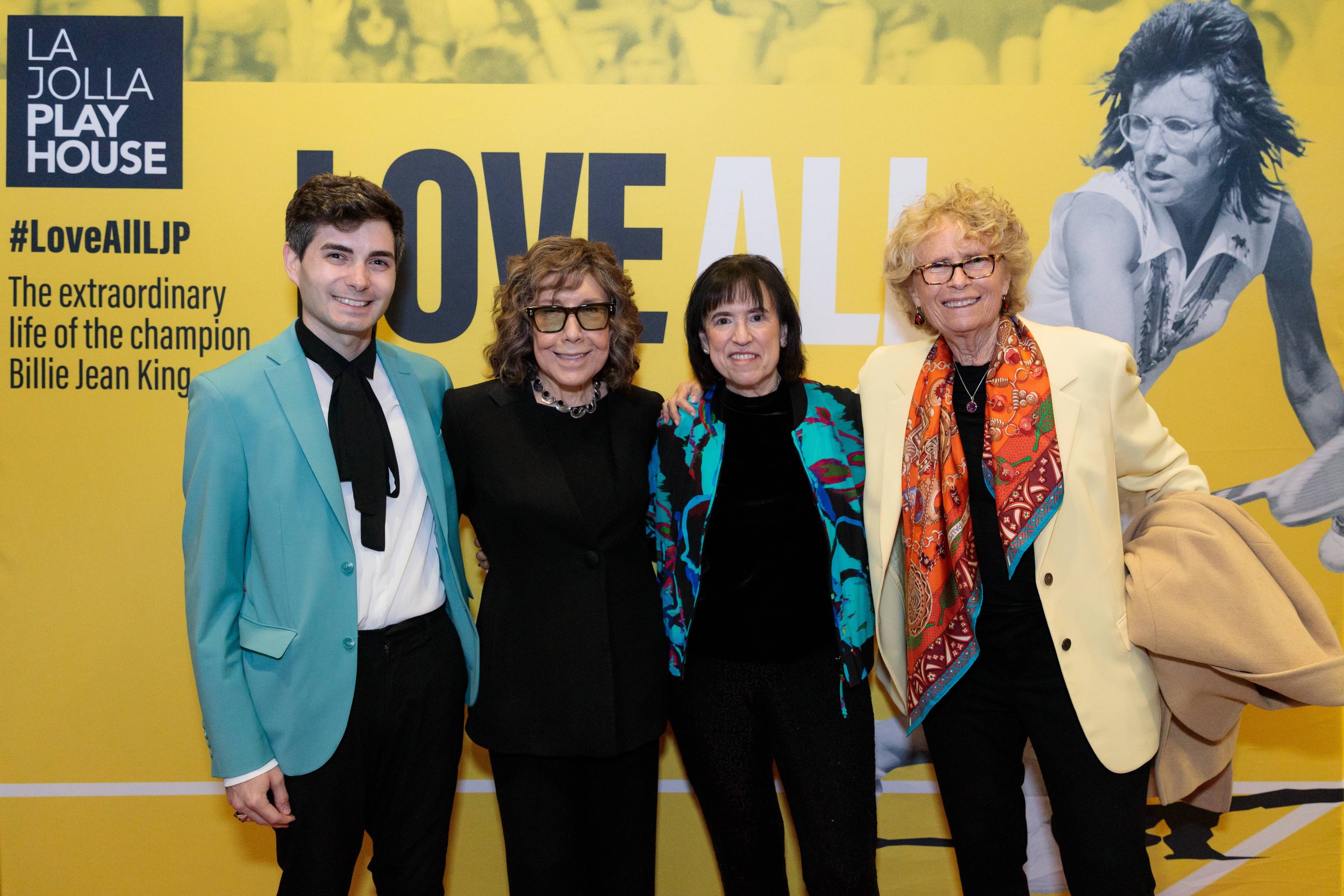 Trey Tetreault, Lily Tomlin, Harriet Leve, &amp; Brenda Feigen at opening night of LOVE ALL at La Jolla Playhouse