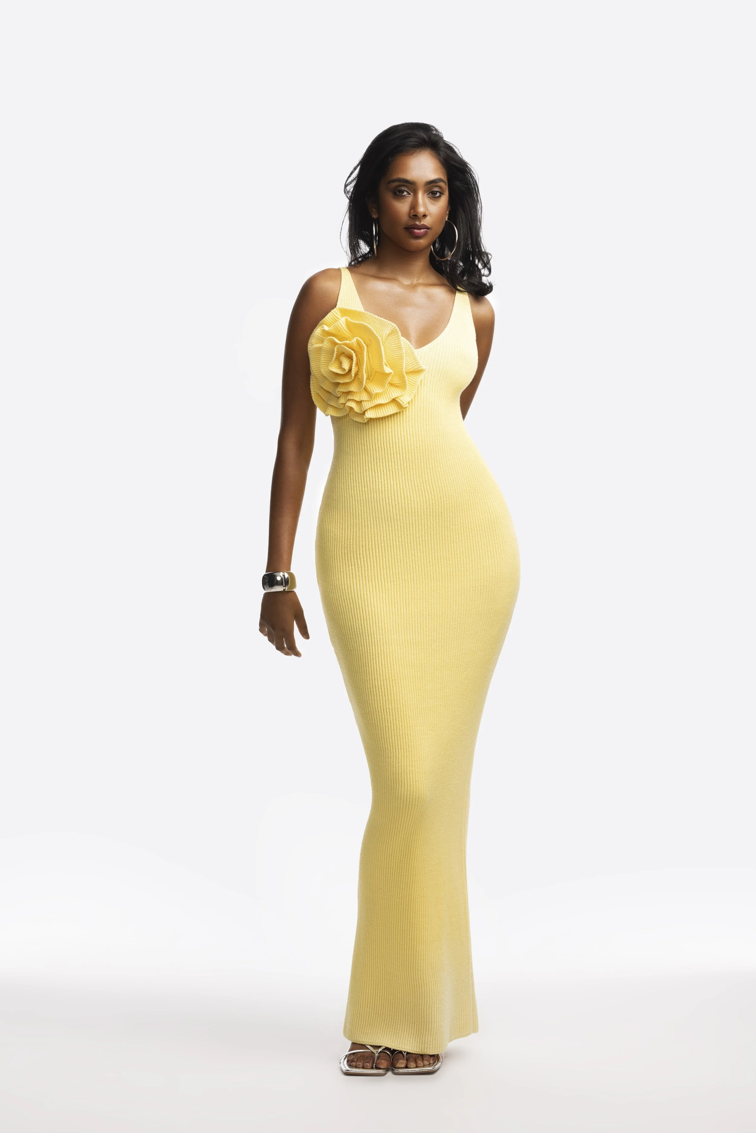 MYLI KNIT MAXI DRESS- Butter (Front).jpg