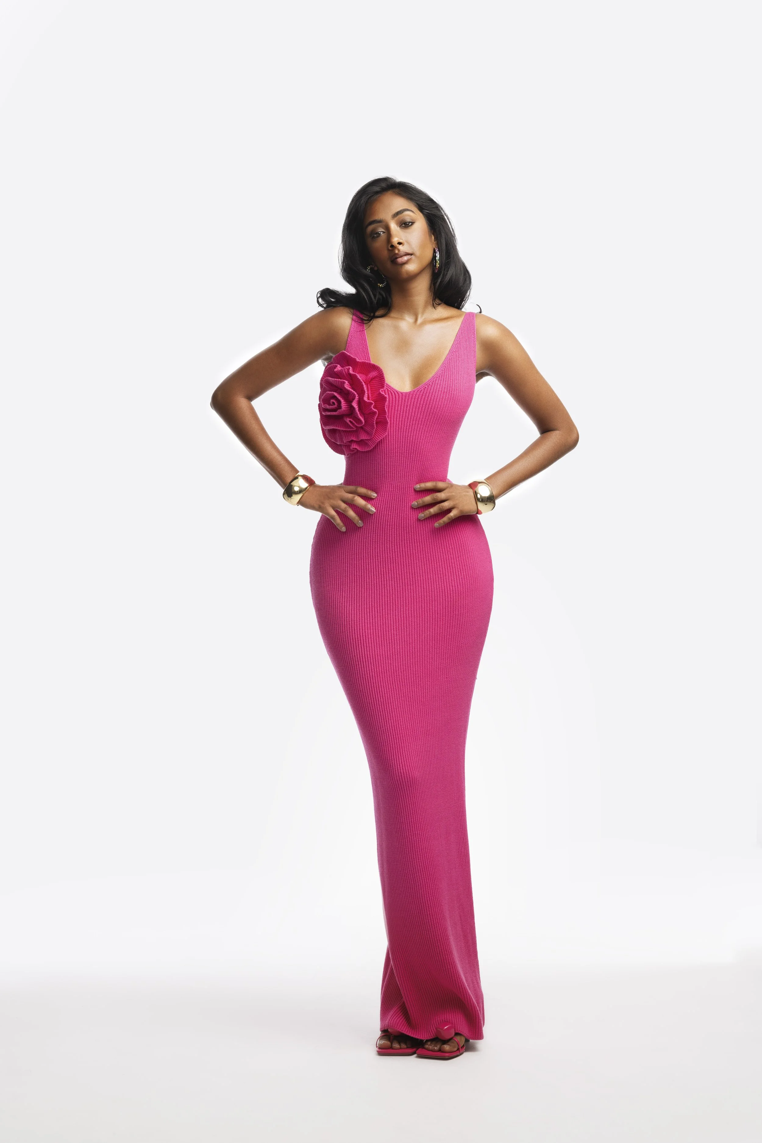 MYLI KNIT MAXI DRESS- Magenta (Front).jpg