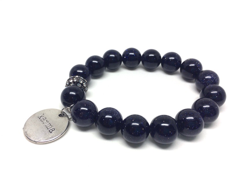 Blue Goldstone Bracelet with Charm