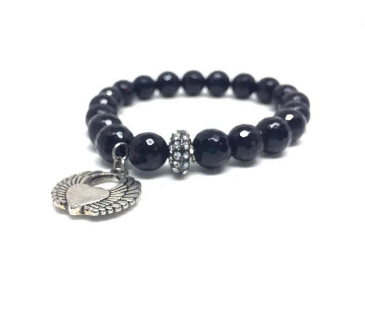 Black Onyx Bracelet with Charm 