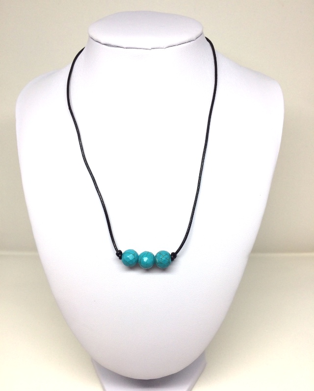 Brown Leather Necklace with Turquoise 