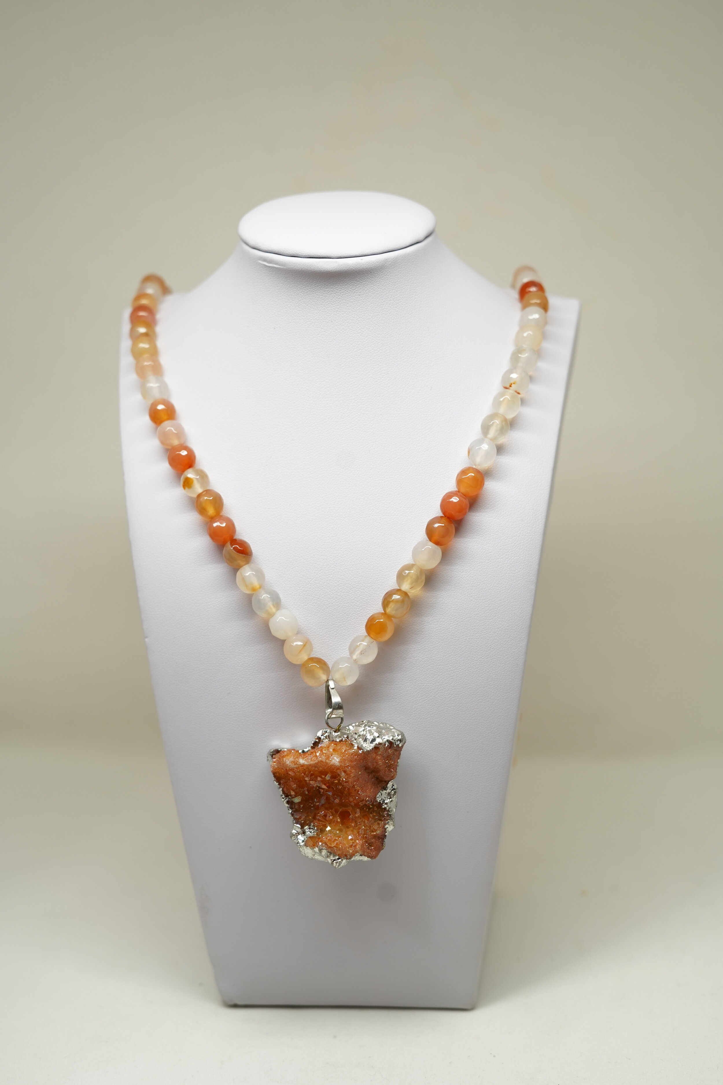 Orange/Clear Agate Necklace