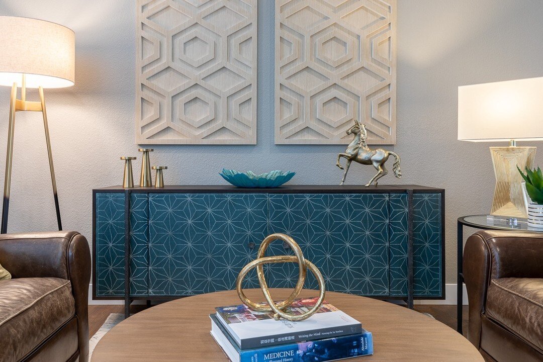 I just knew as soon as I saw this cabinet that it was perfect for my client who loves geometric shapes and blues that are *almost* gray.  I was thrilled when she selected this from the options I showed her. It's even prettier in person! ⁠
.⁠
.⁠
.⁠
.⁠