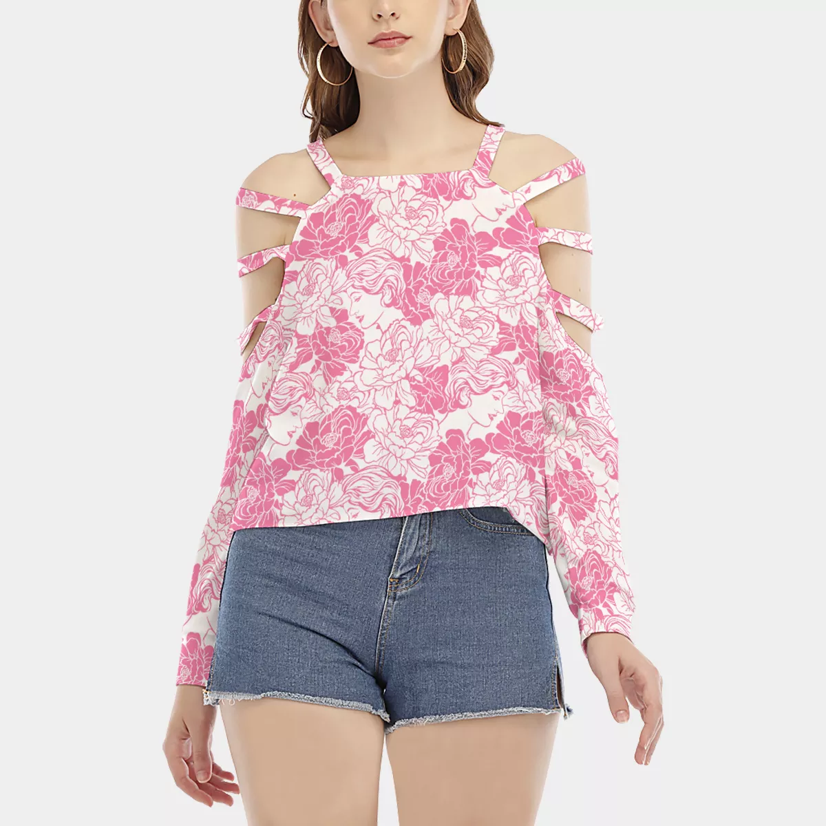 All-Over Print Women's Sweatshirt With Shoulder Hollow shoulder Strap.png
