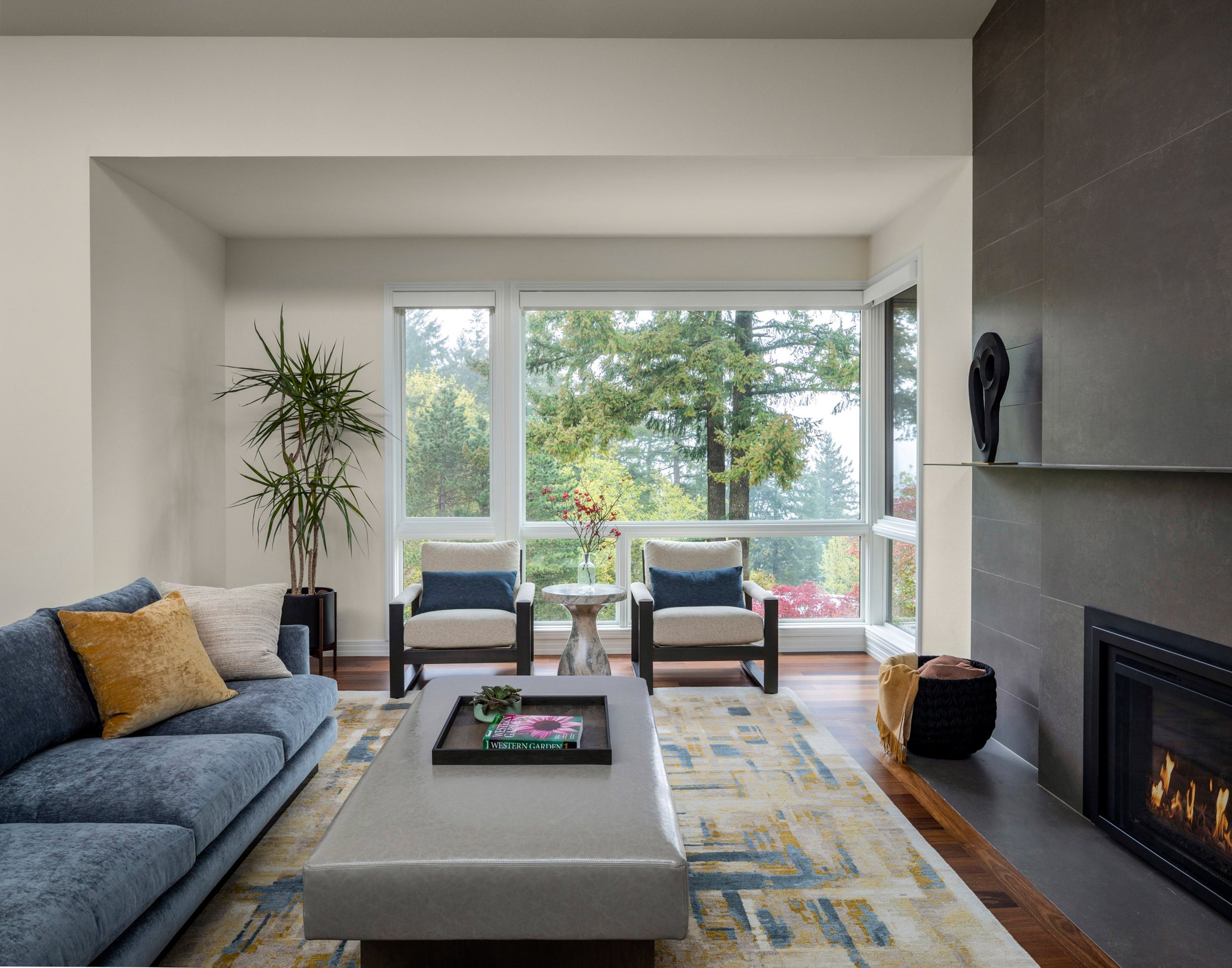 Modern, contemporary living room with Pacific Northwest Interior Design