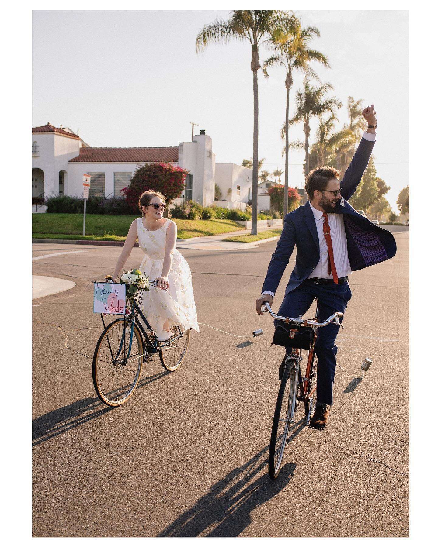 These adorable newlyweds biked down our street with cans rattling behind, and lifted the spirits of the whole neighborhood. 

Jason caught up with them for an impromptu photo session 💕