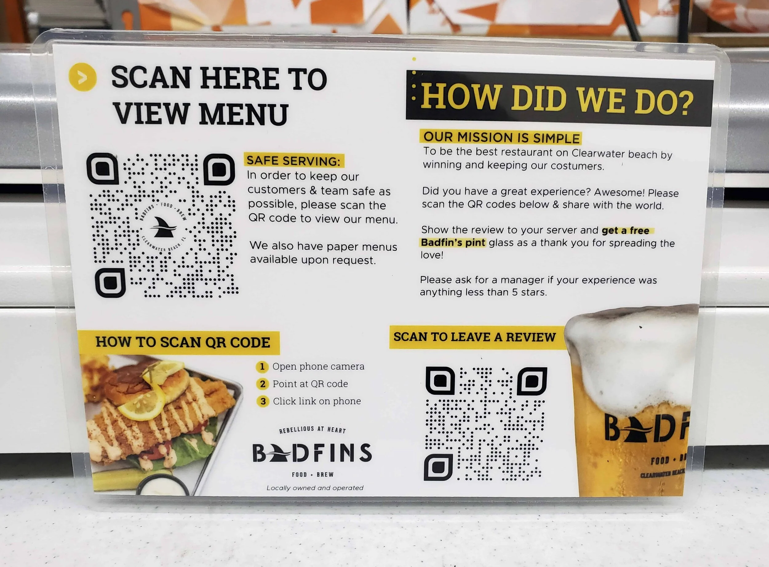 Badfins QR Code Menu