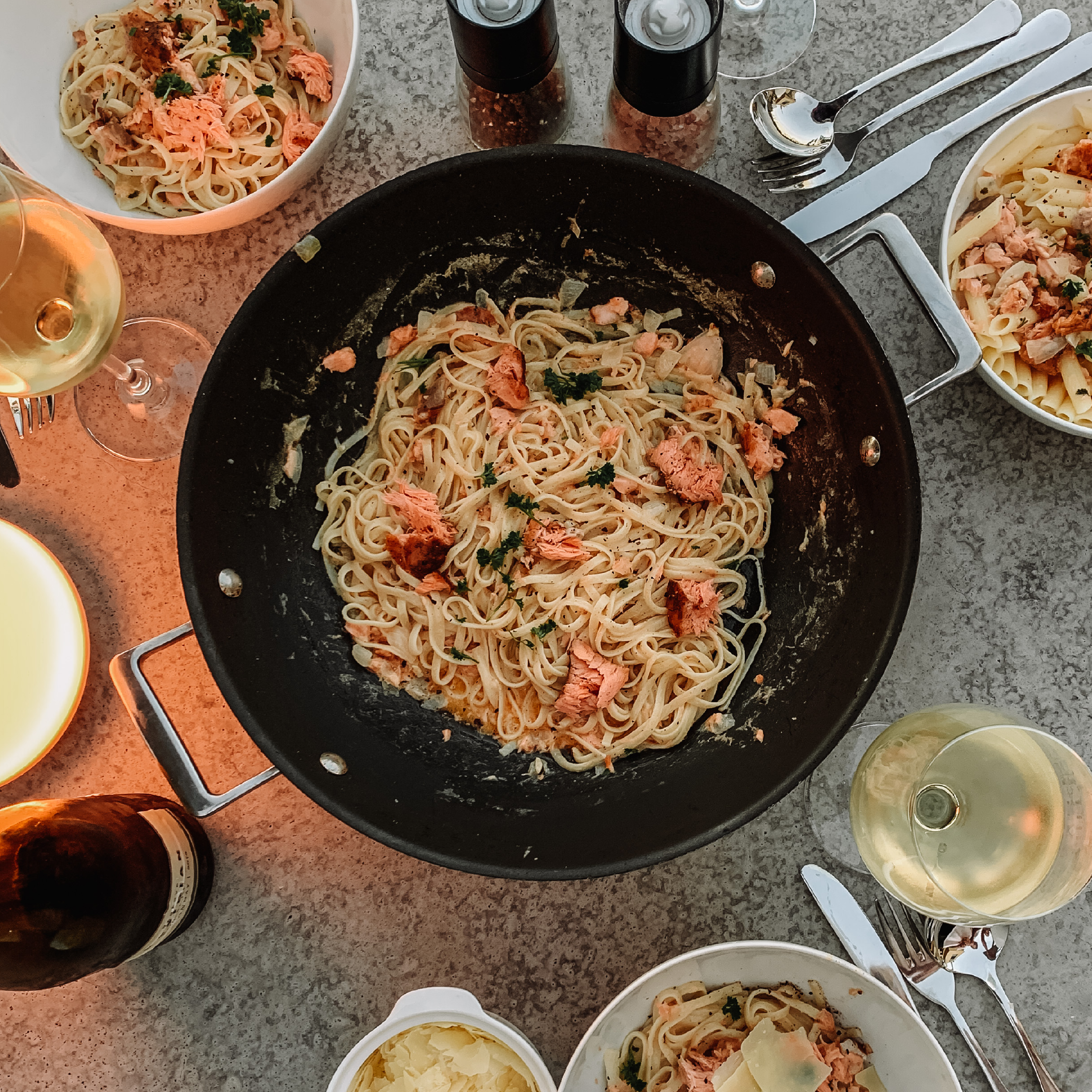 Smoked Salmon Pasta + Sauvignon Blanc