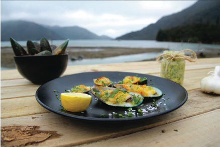 Grilled half shell Mussels with Lemon, Parmesan and Garlic Butter