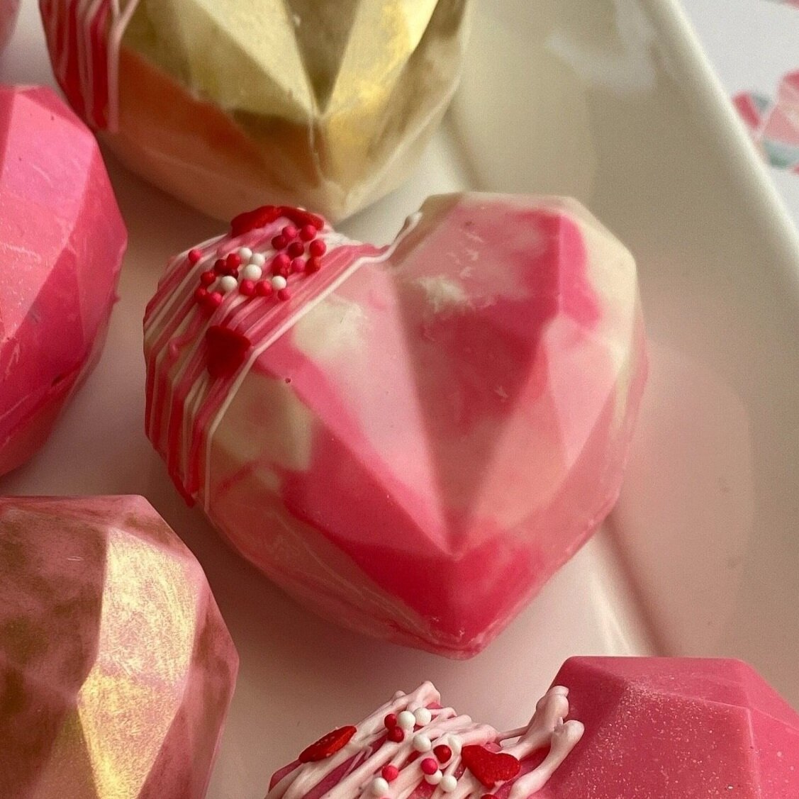 Tri-color Heart Cocoa Bomb