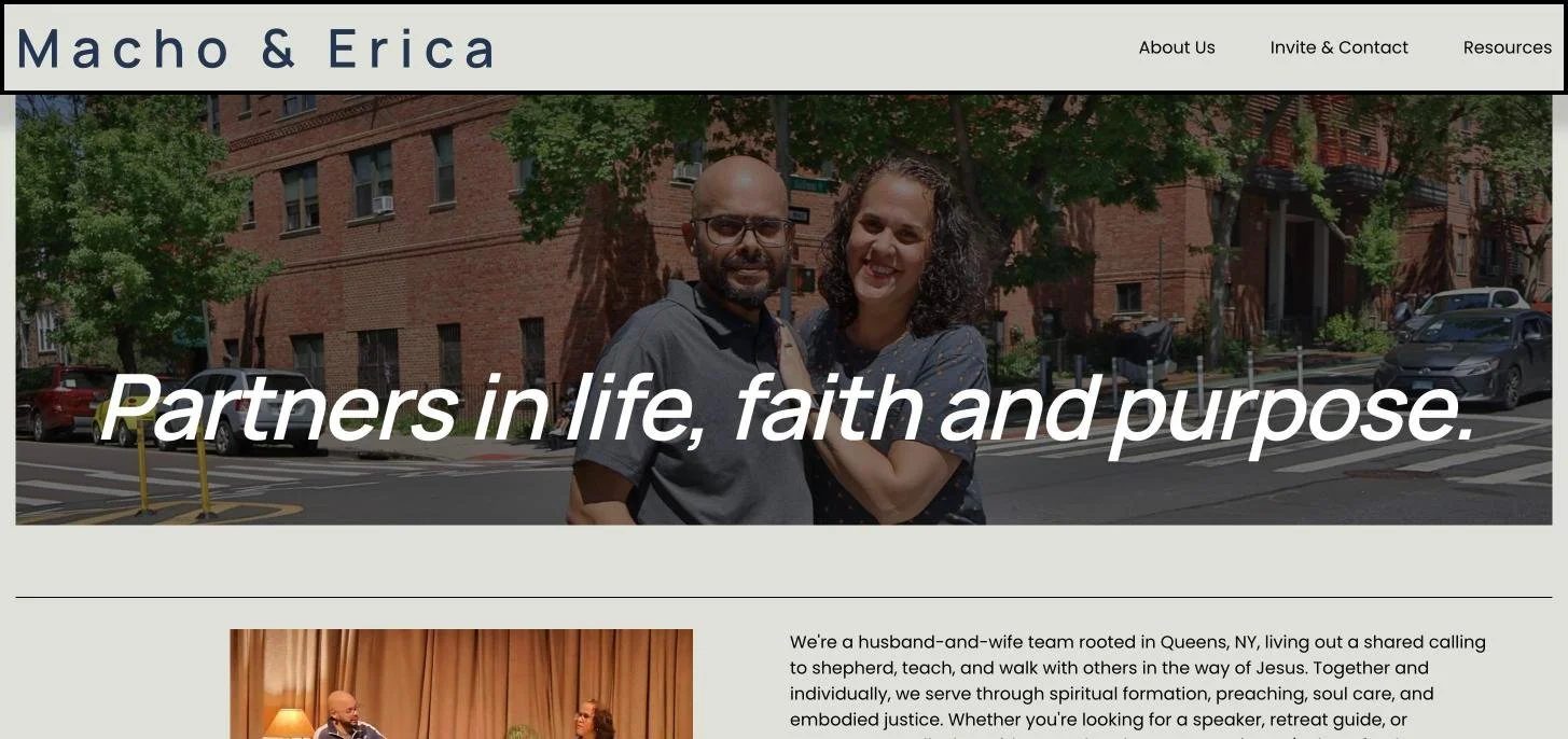 Macho & Erica website homepage