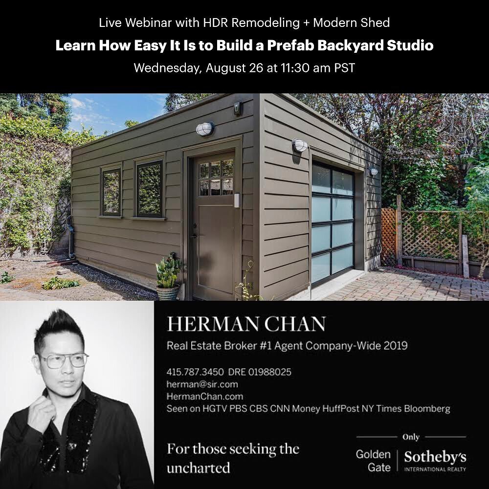 Learn to build a PREFAB Backyard Studio/ADU! I&rsquo;m sponsoring this webinar where you&rsquo;ll get behind-the-scenes look at a current project by @hdrremodeling Sign up via link in bio.