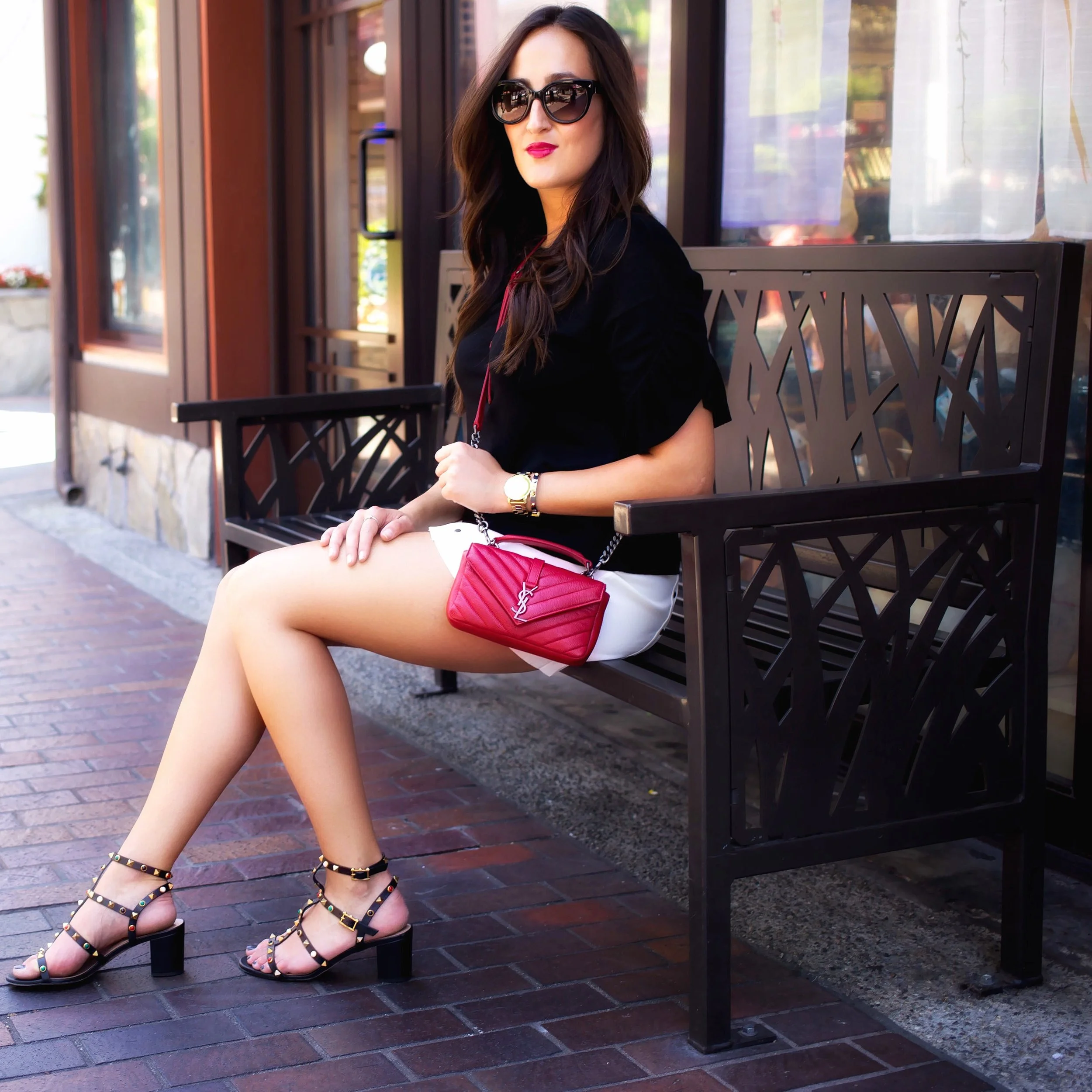 Top (similar), Shorts , Shoes (similar), (similar), watch
