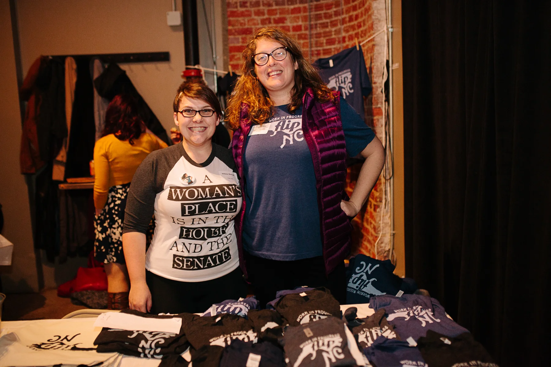 Wilma Metcalf and Laura at FLIP NC's Turn Up, Turn Out launch party back in January