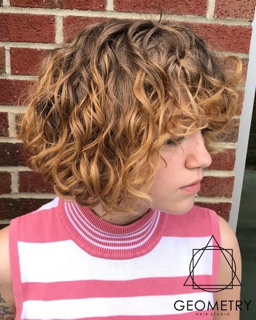 Short custom color curly hair transformation