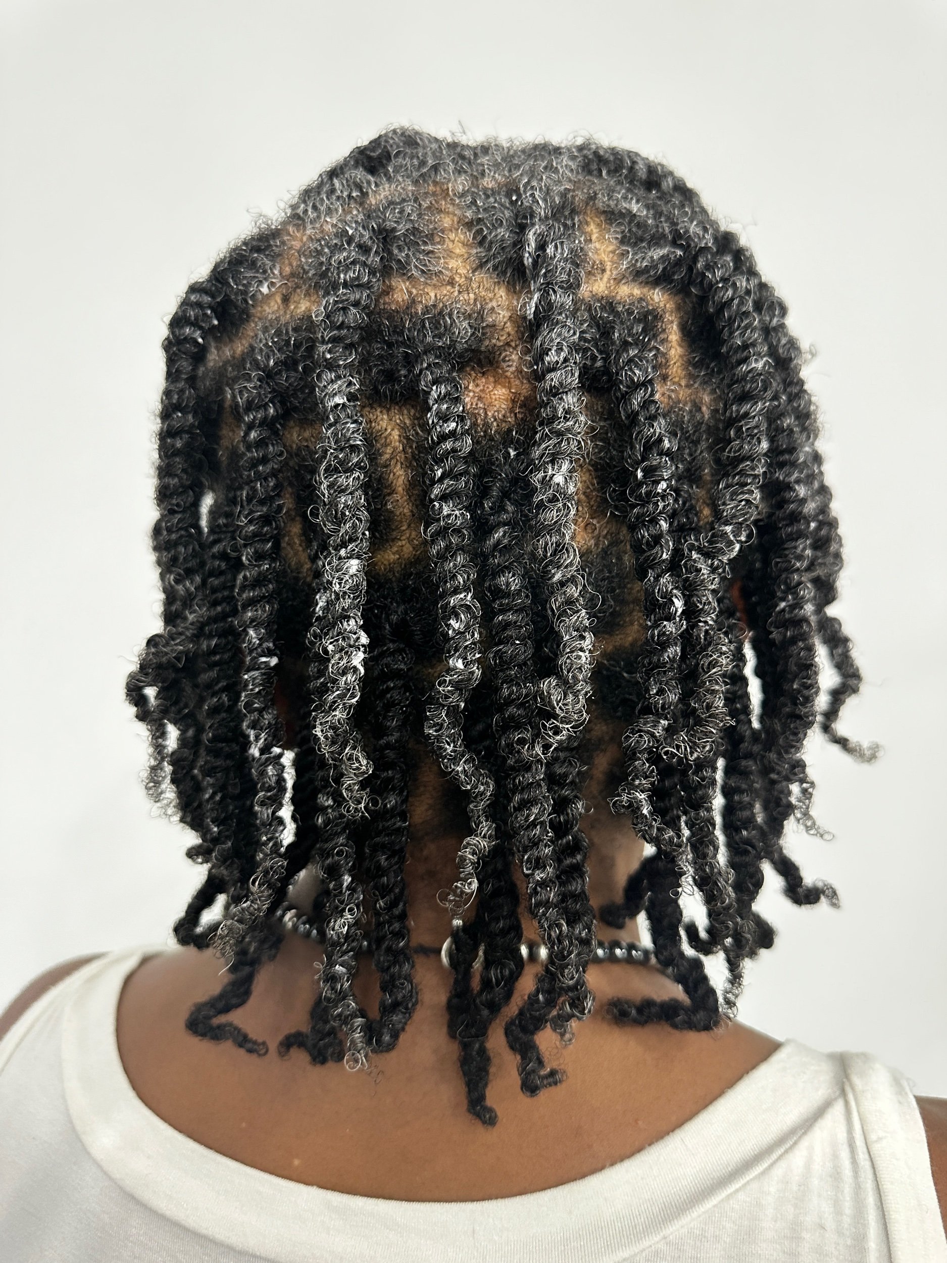 2 Strand Twist on Tight Grey Curls 