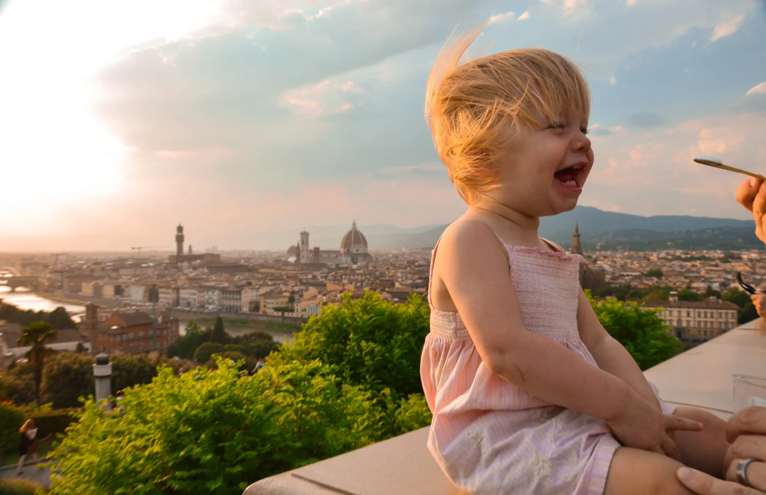 Enjoying gelato at Piazza Michelangelo.