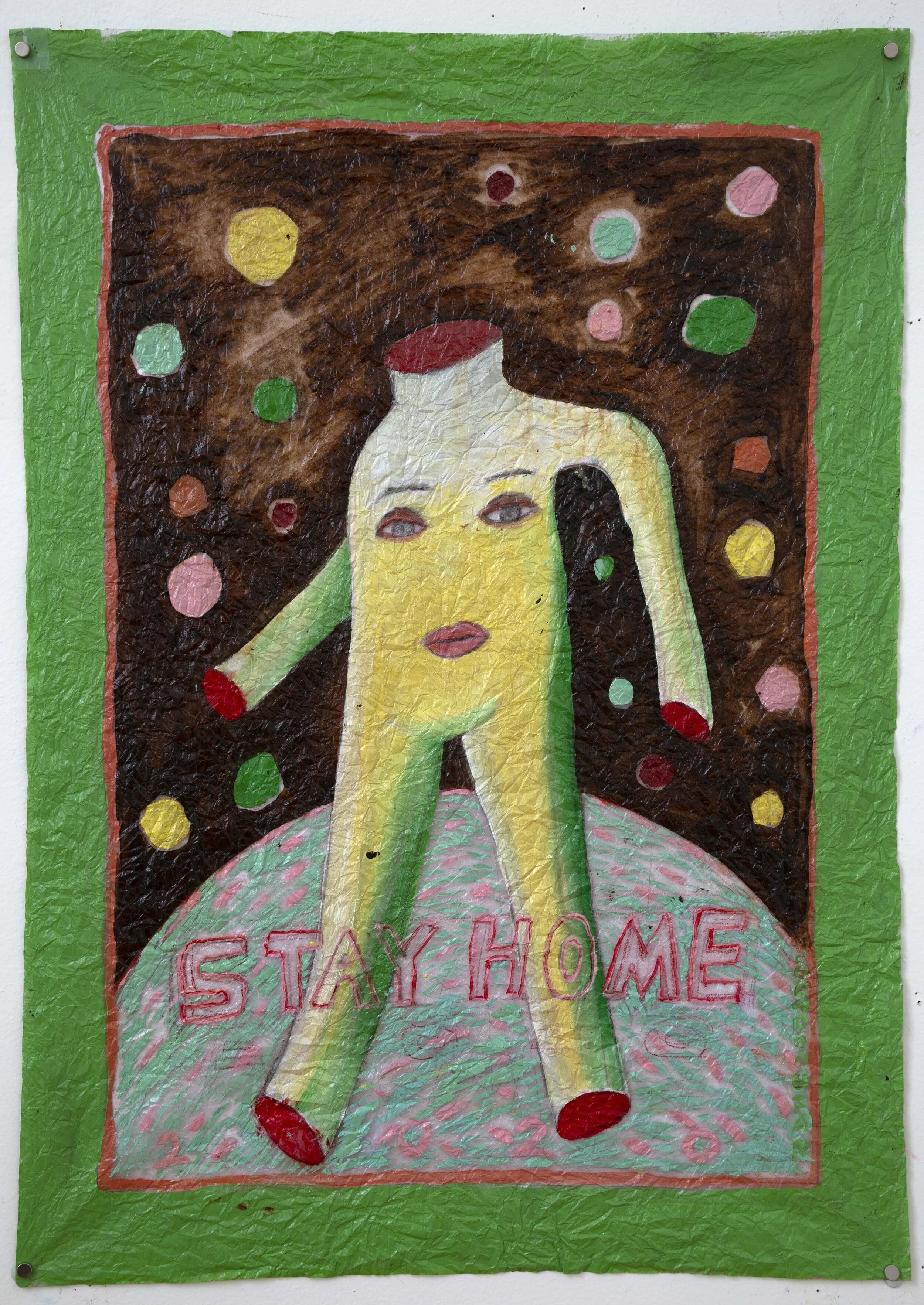  Chen Dongfan,  Stay Home 02 , 2020. Oil on paper, 27.5 x 18 inches. ©Chen Dongfan, courtesy Fou Gallery. 