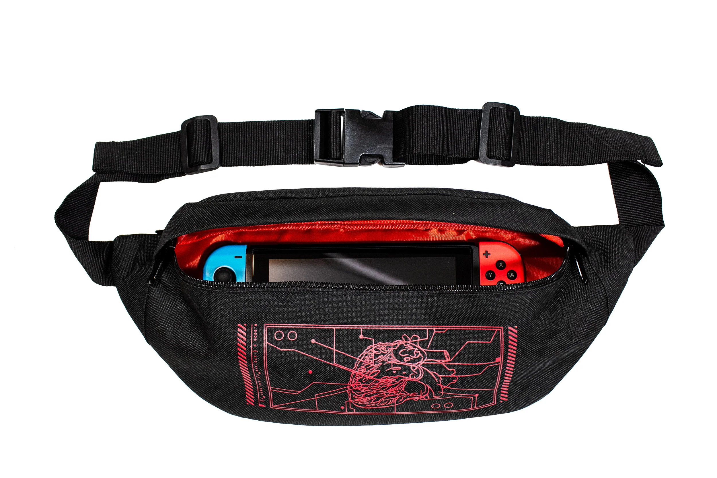 Large enough to fit a Nintendo Switch, with joycons attached!