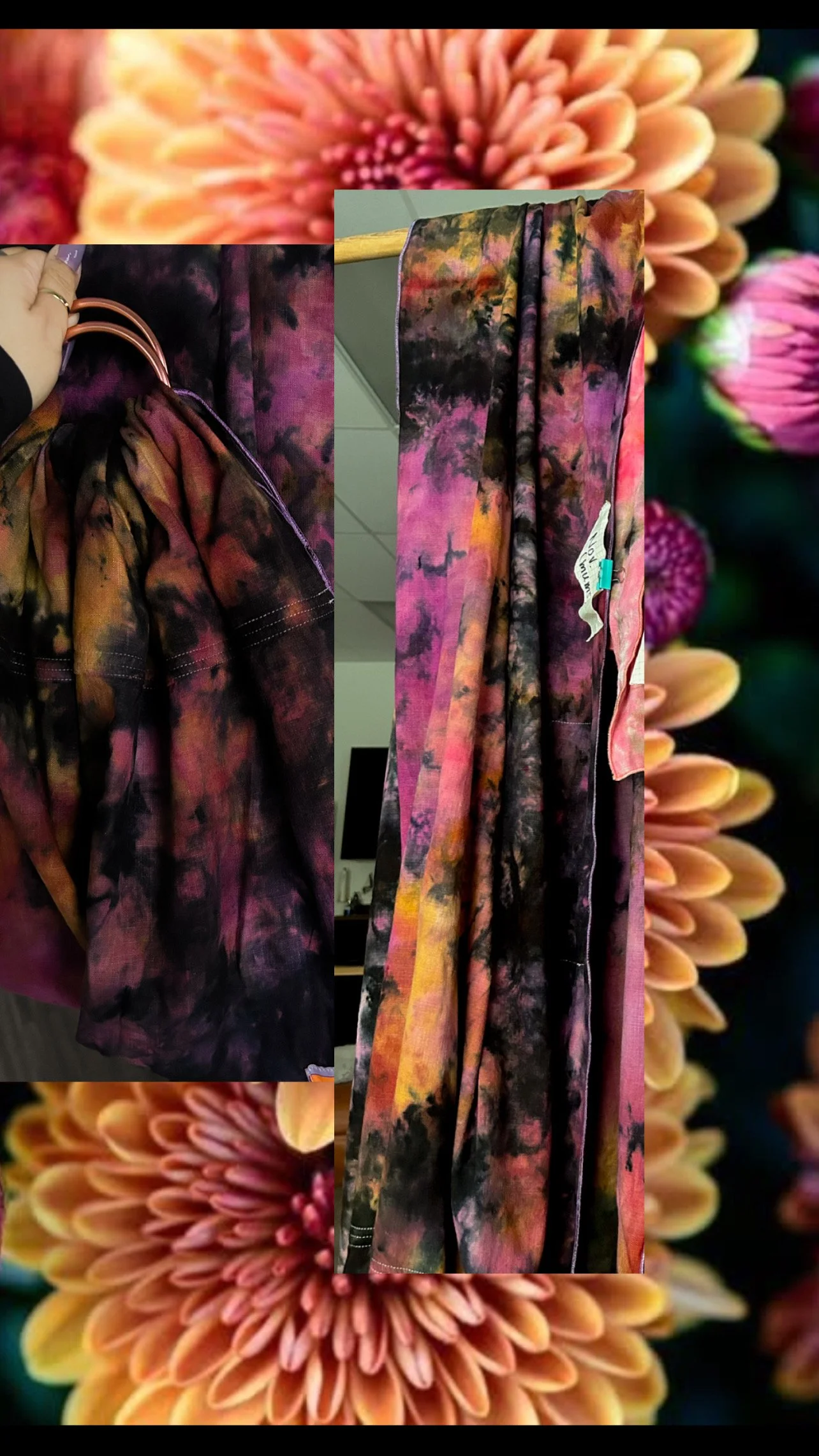 70/30 Cotton Linen Blend with Shiny Pink RG Rings and Amethyst Serge ~105"