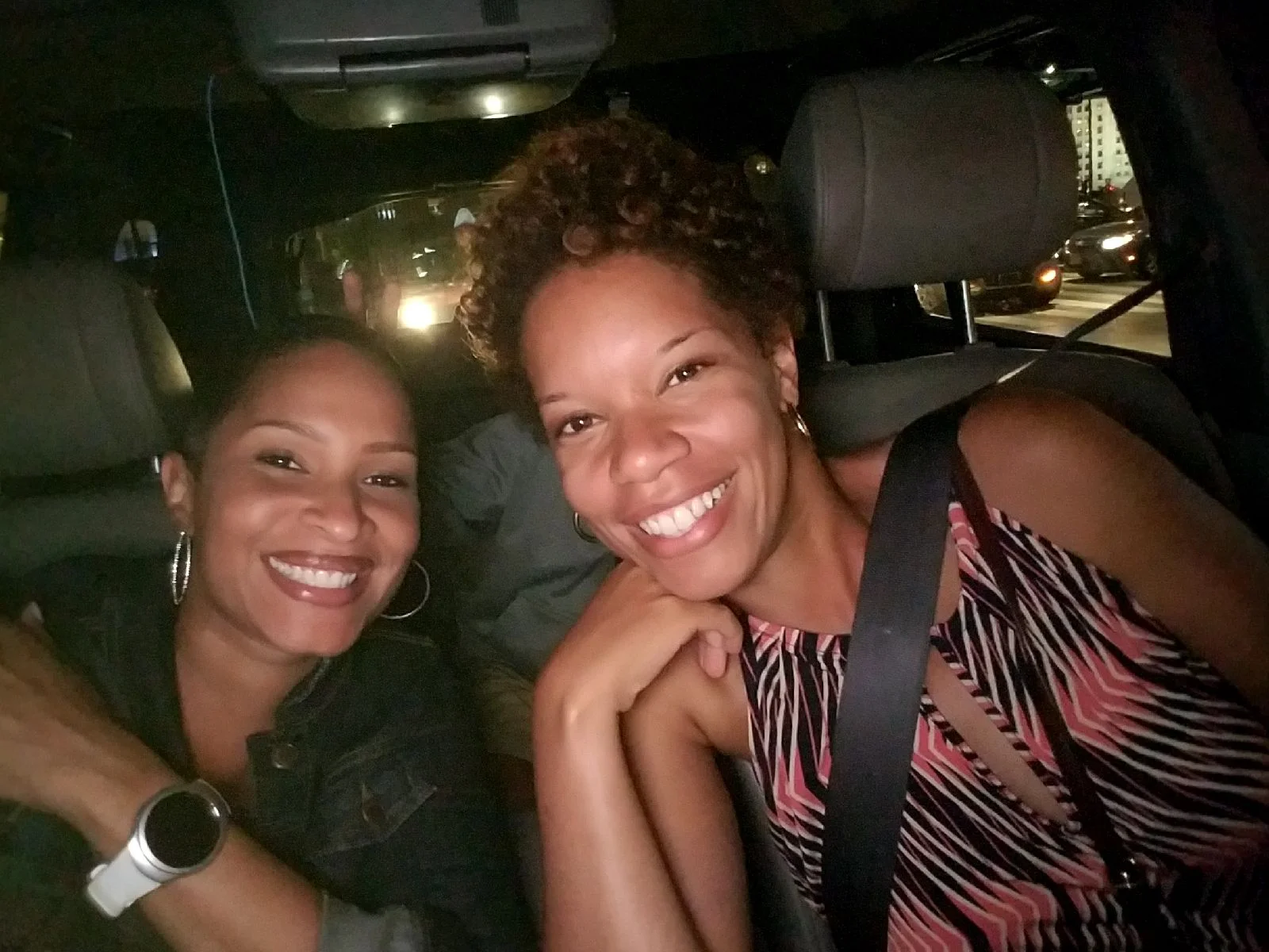 The end to a a great evening... with kids in the back seat 