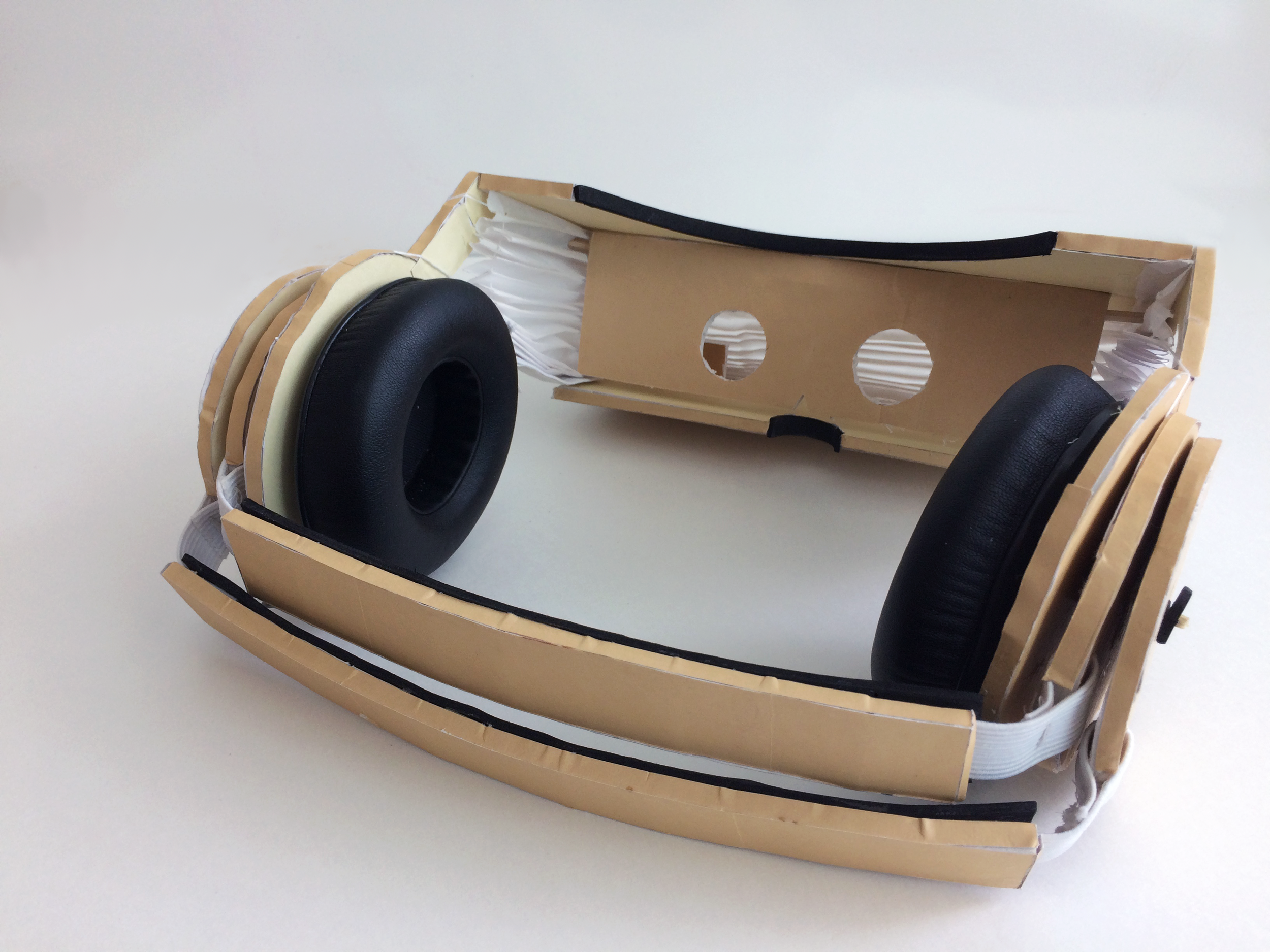 Low-fidelity prototype with the visor unfolded.