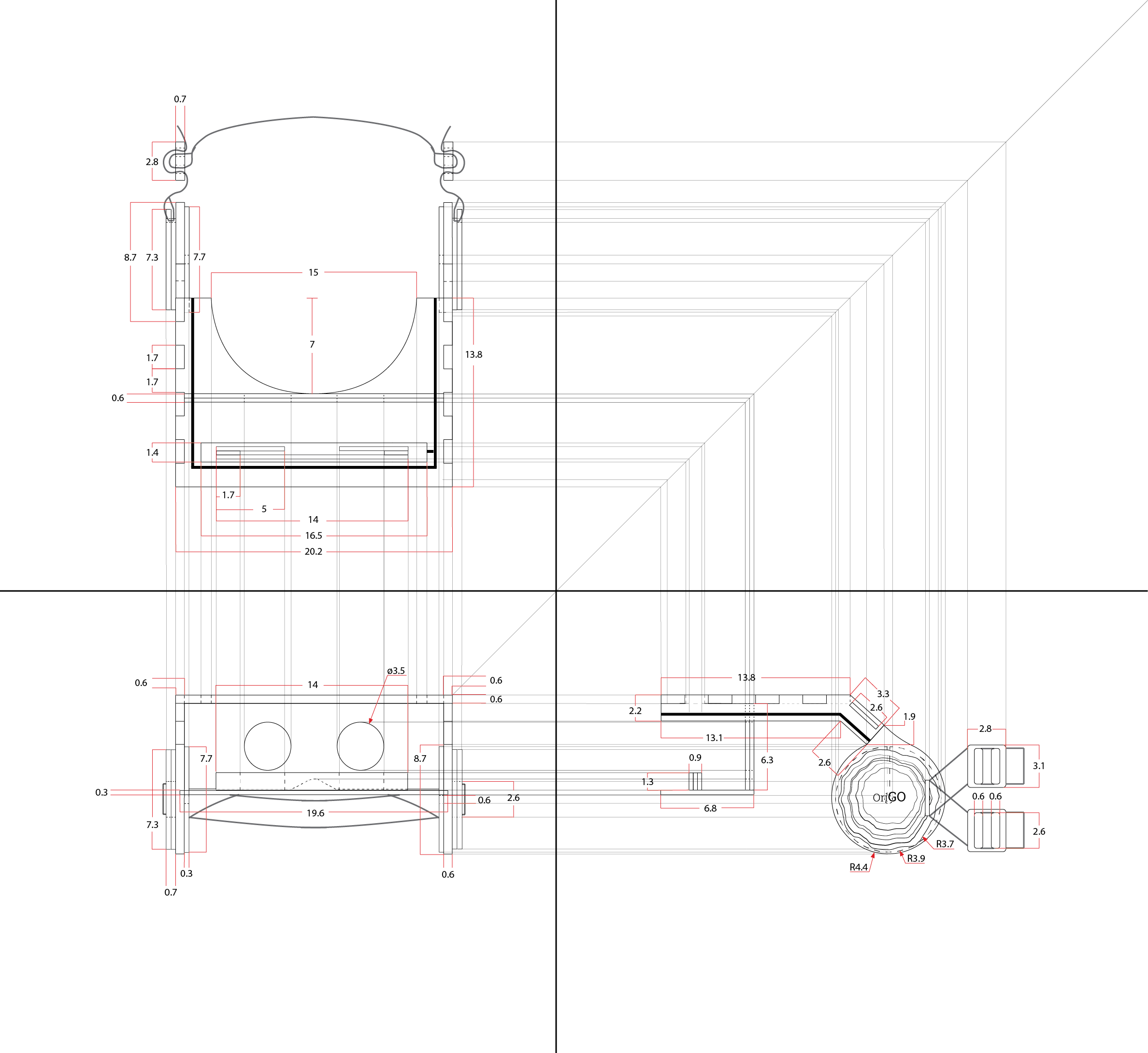 Multivew projection with measurements.