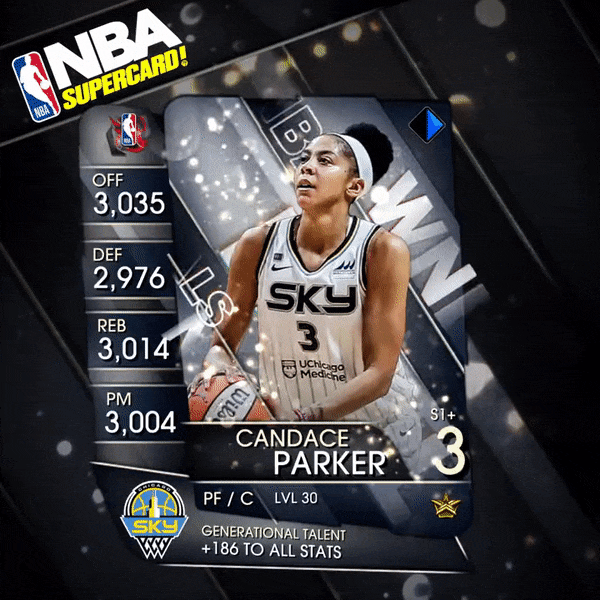 Animated gif of the "WNBA Finals" card from NBA Supercard.