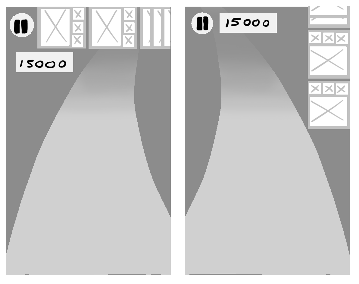 Wireframes of the main play screen.