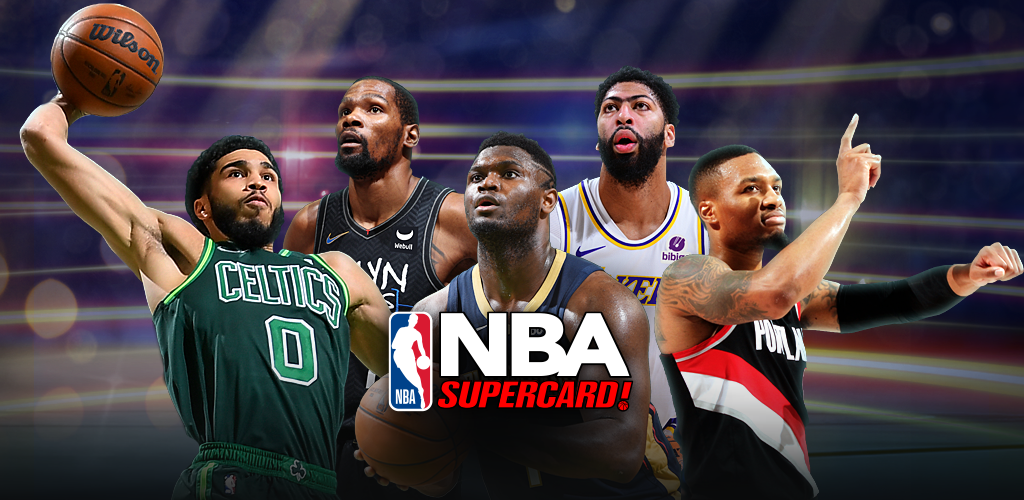 Banner featuring the NBA Supercard logo and various players.