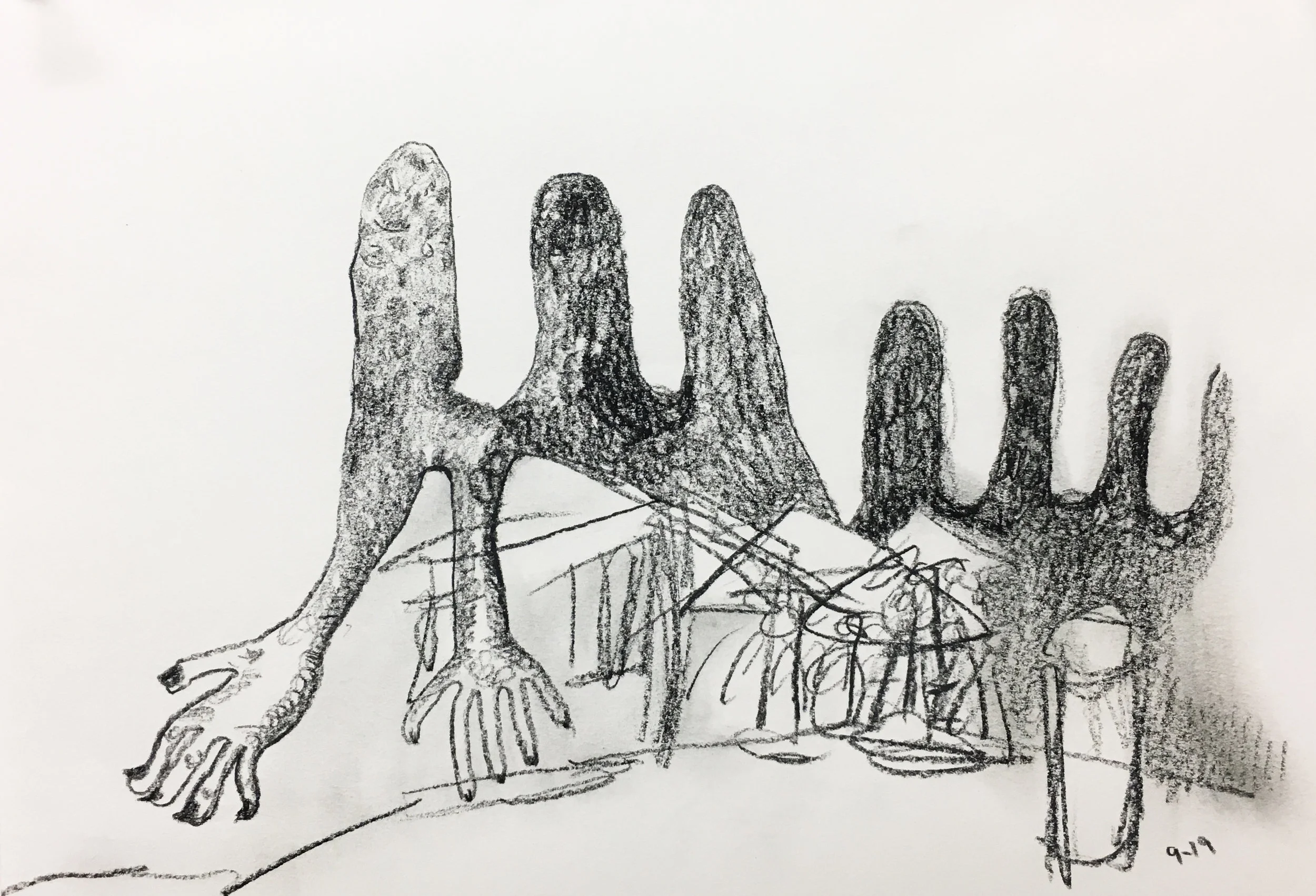 Wall St. Ferry 2018 pencil, charcoal on paper 18x14’’