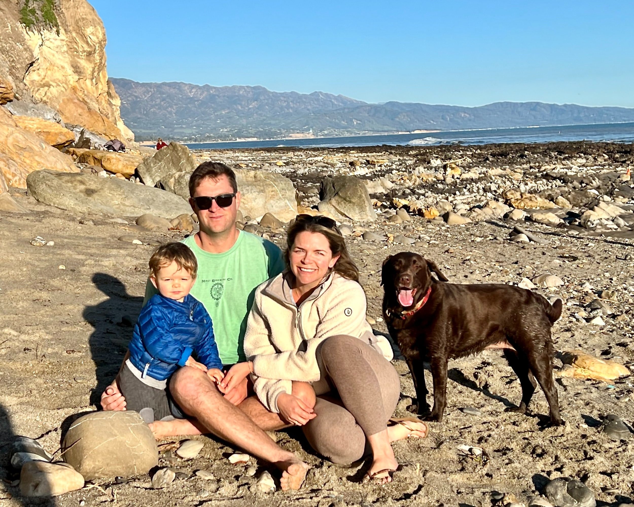  Sam Grant with his wife Emily, son Benjamin, and dog 