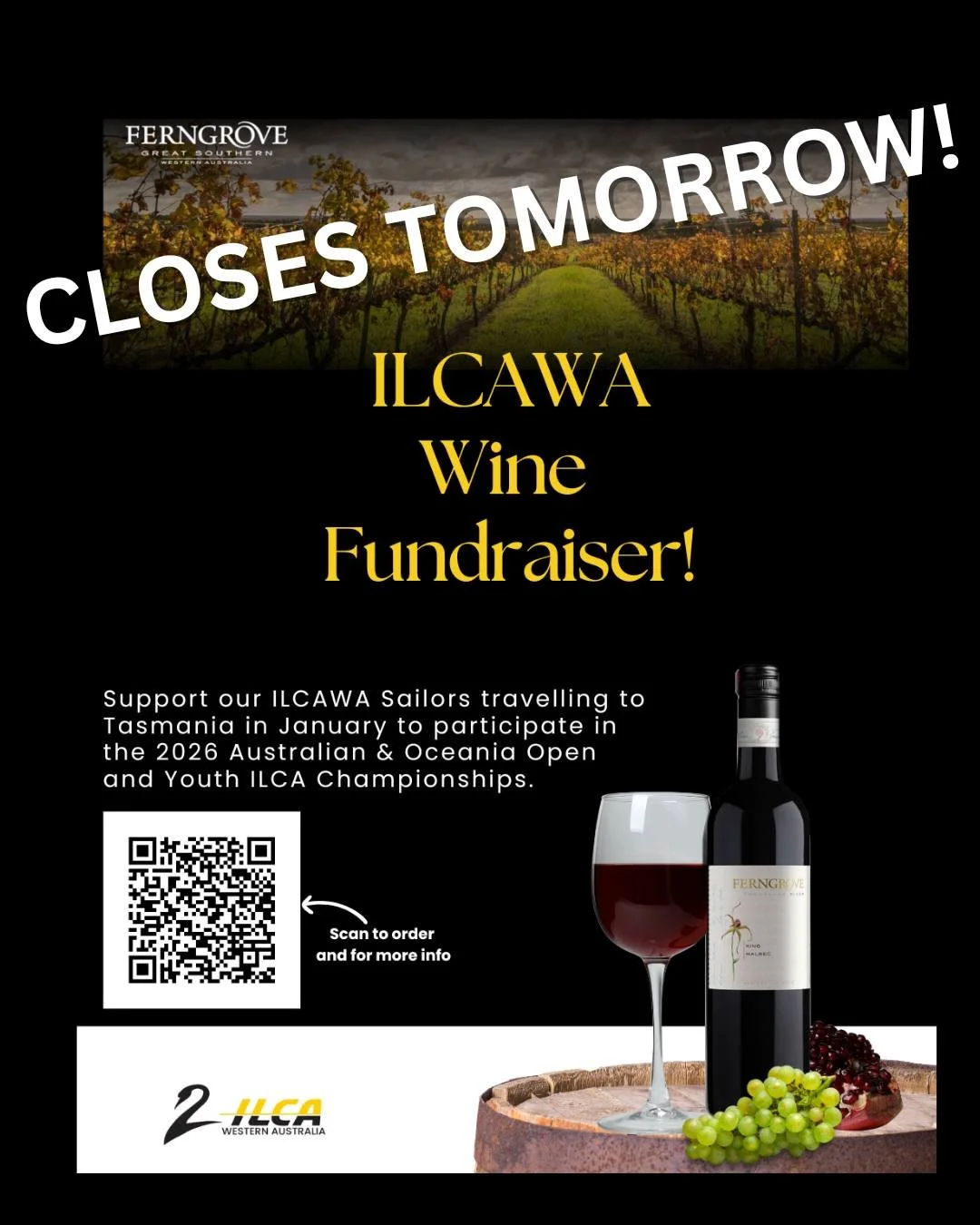 Last call on our Wine Fundraiser as orders closes 5pm tomorrow. Thank you to everyone who has placed orders, we greatly appreciate your support 🤗