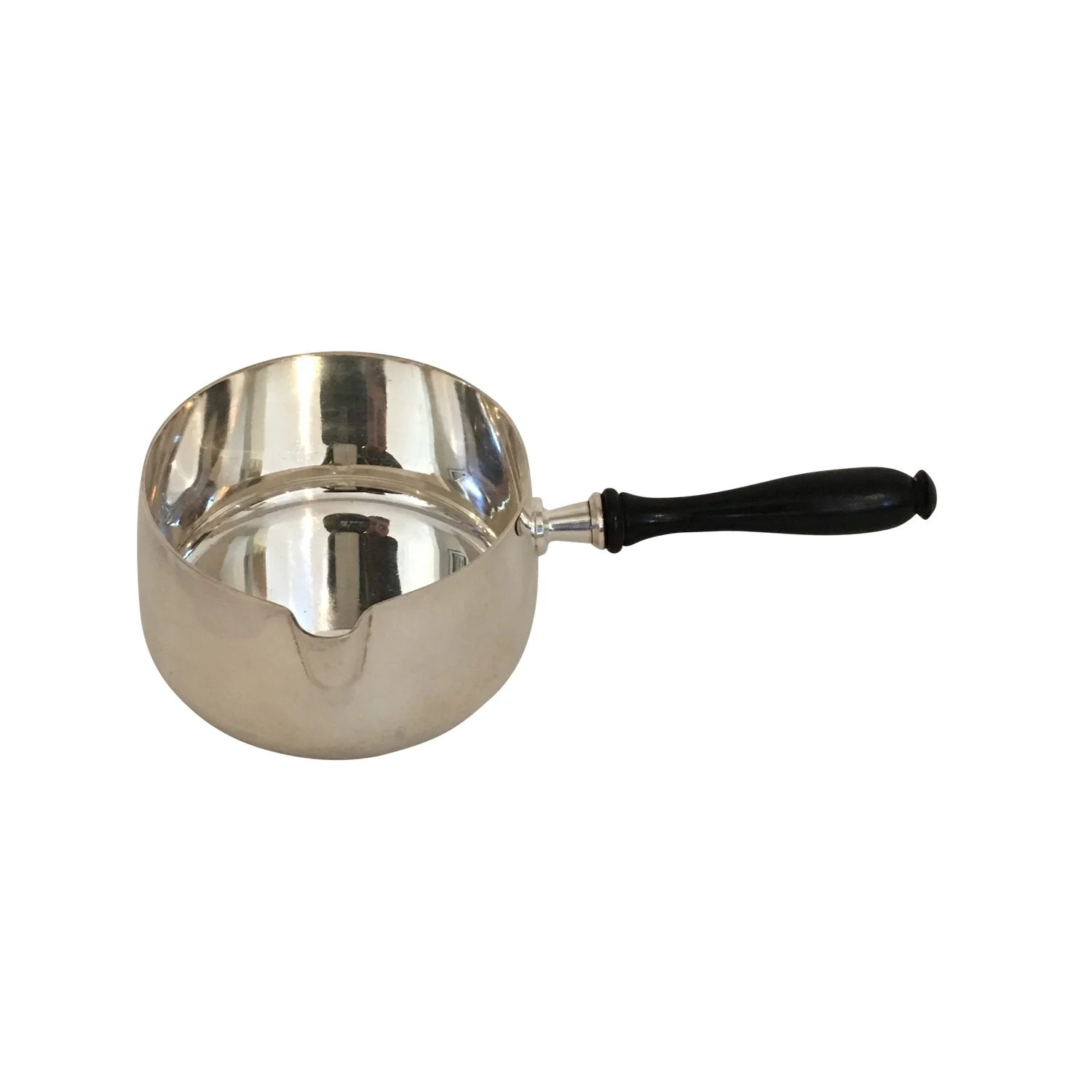 Saucepan with turned ebonised handle, silver plated circa 1940 France