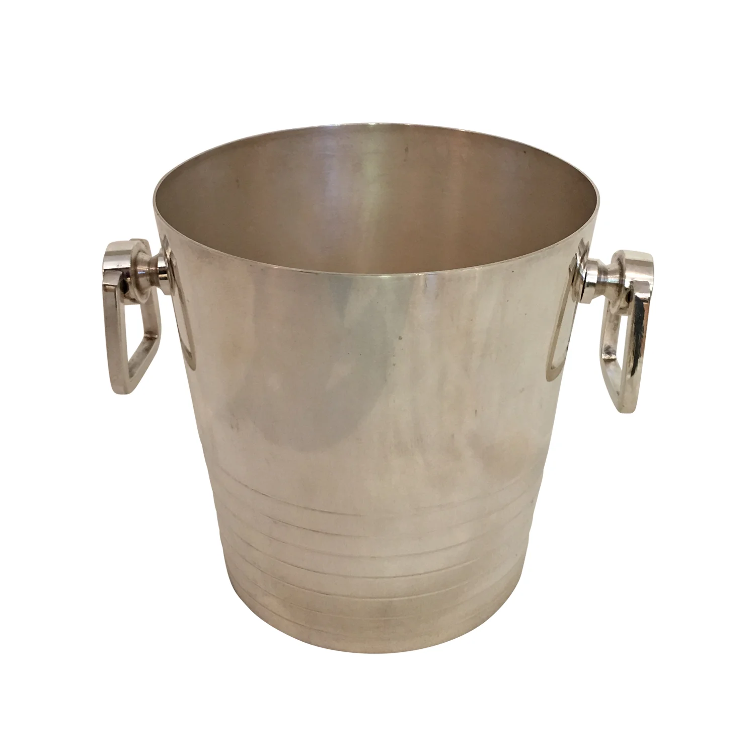 Ice bucket with two drop square handles, silver plated circa 1930 France