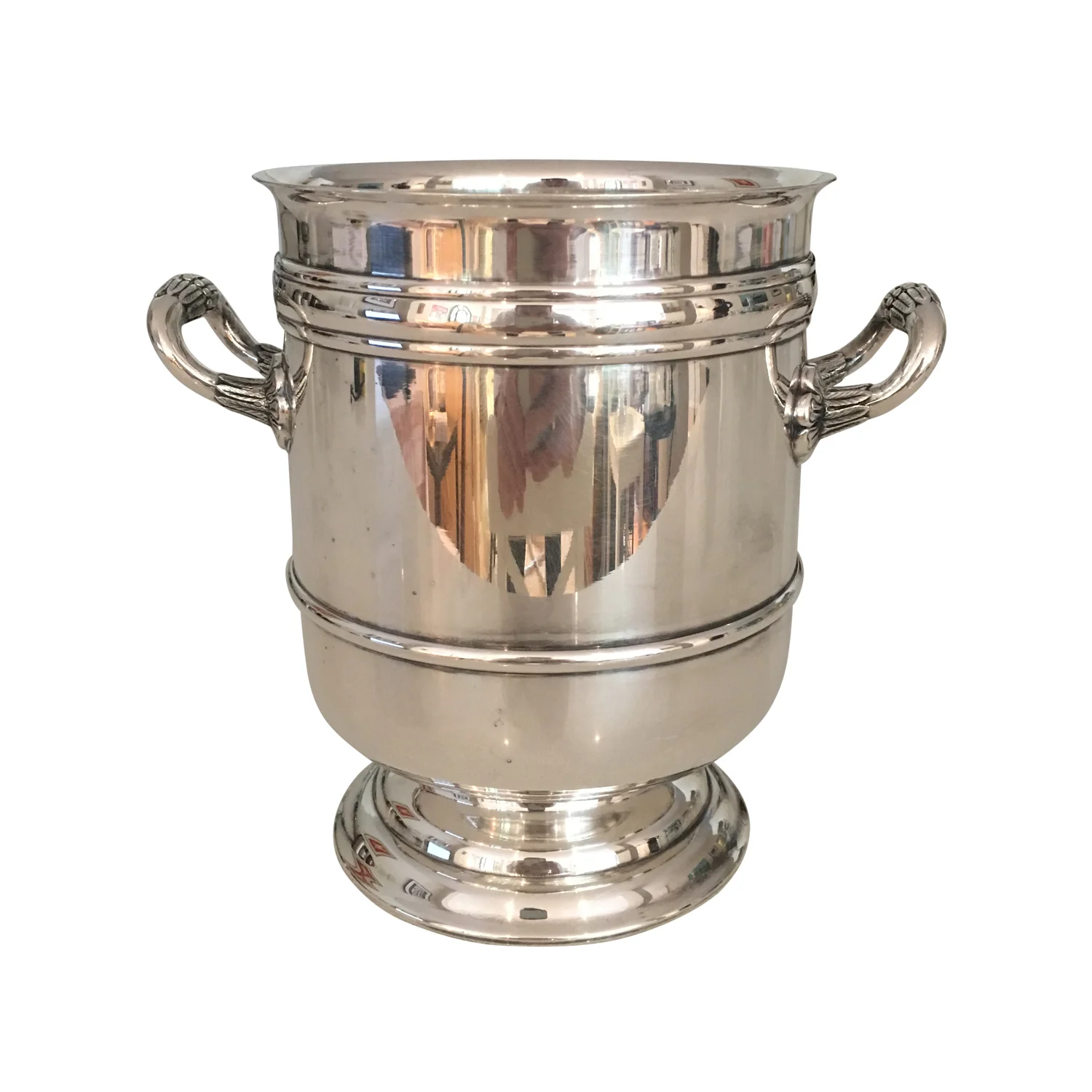 Ice bucket with two fixed handles, silver plated France