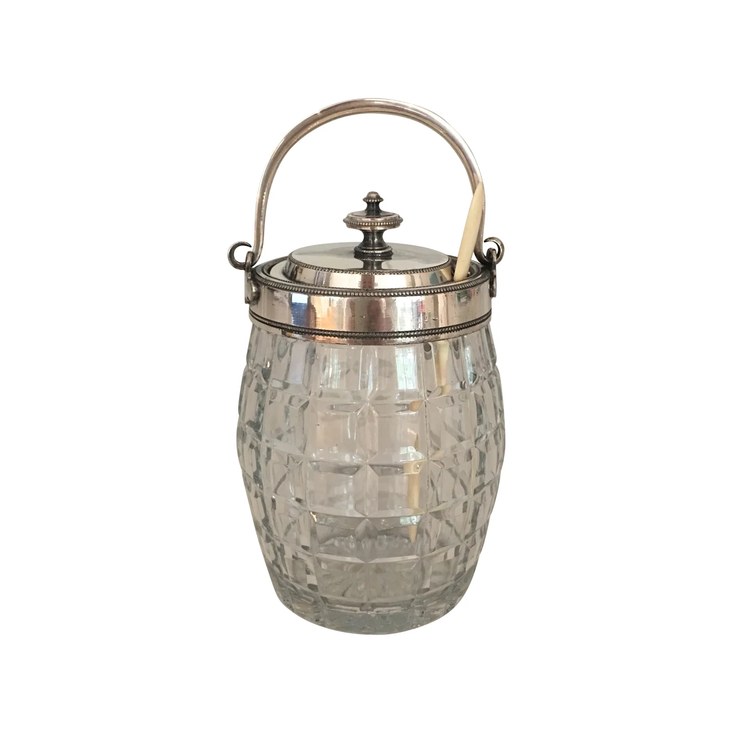 Jelly server with ivory spoon, silver plated circa 1960