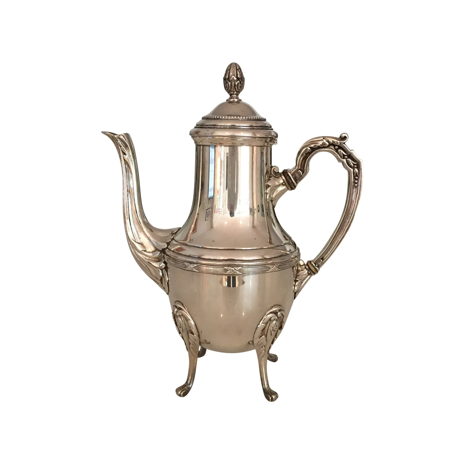 Tea pot with acorn fenial, silver plated France circa 1940